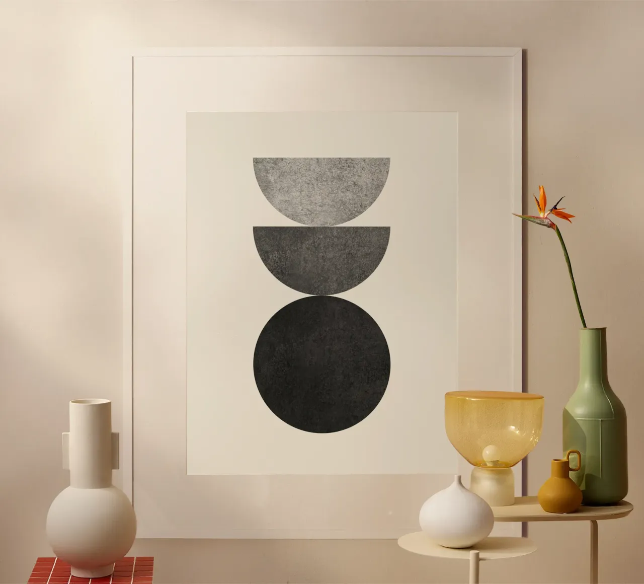 Woodblock moderno di metà secolo - Bianco e nero poster da MoonlightPrint