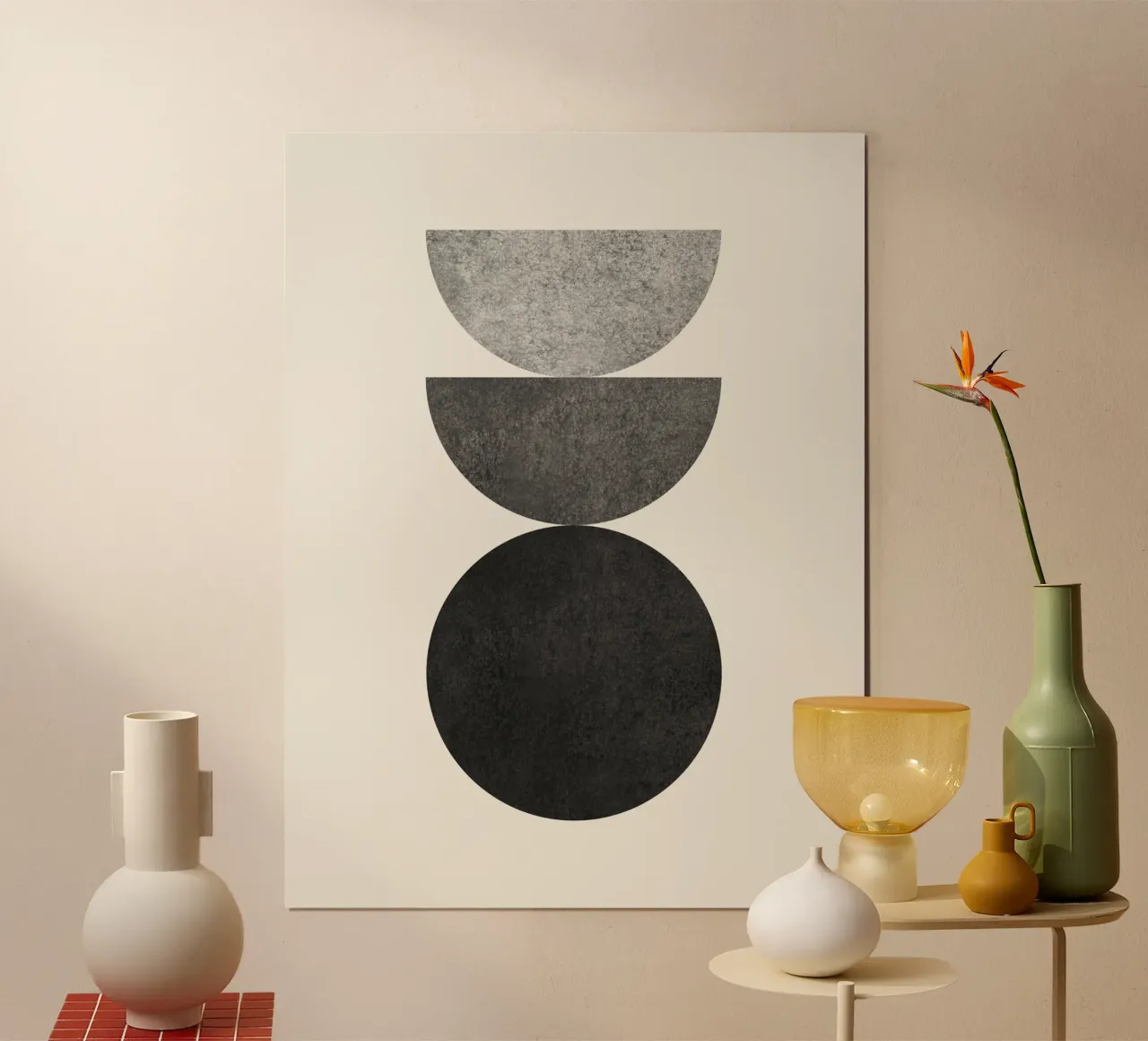 Woodblock moderno di metà secolo - Bianco e nero poster da MoonlightPrint