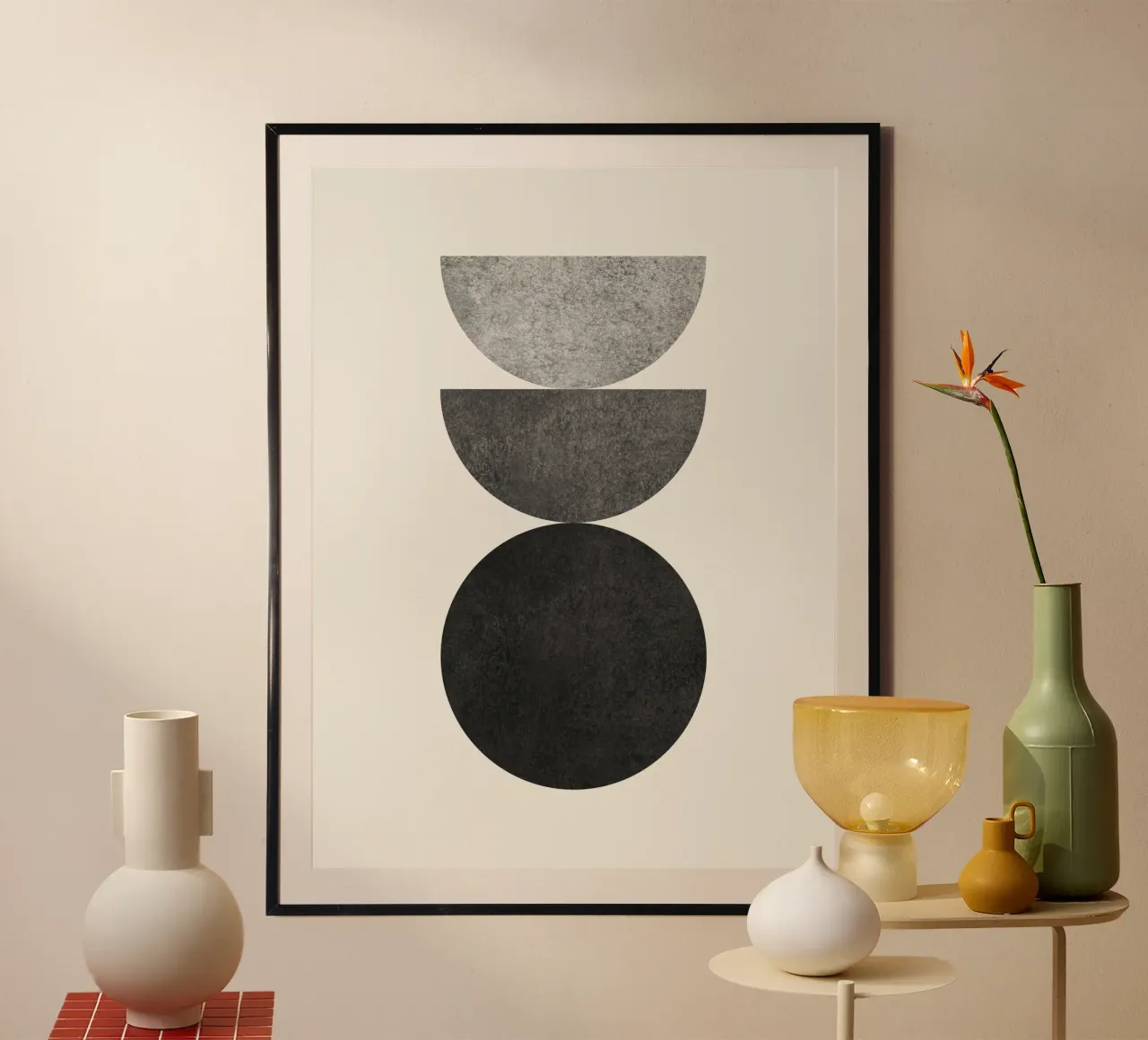 Woodblock moderno di metà secolo - Bianco e nero poster da MoonlightPrint