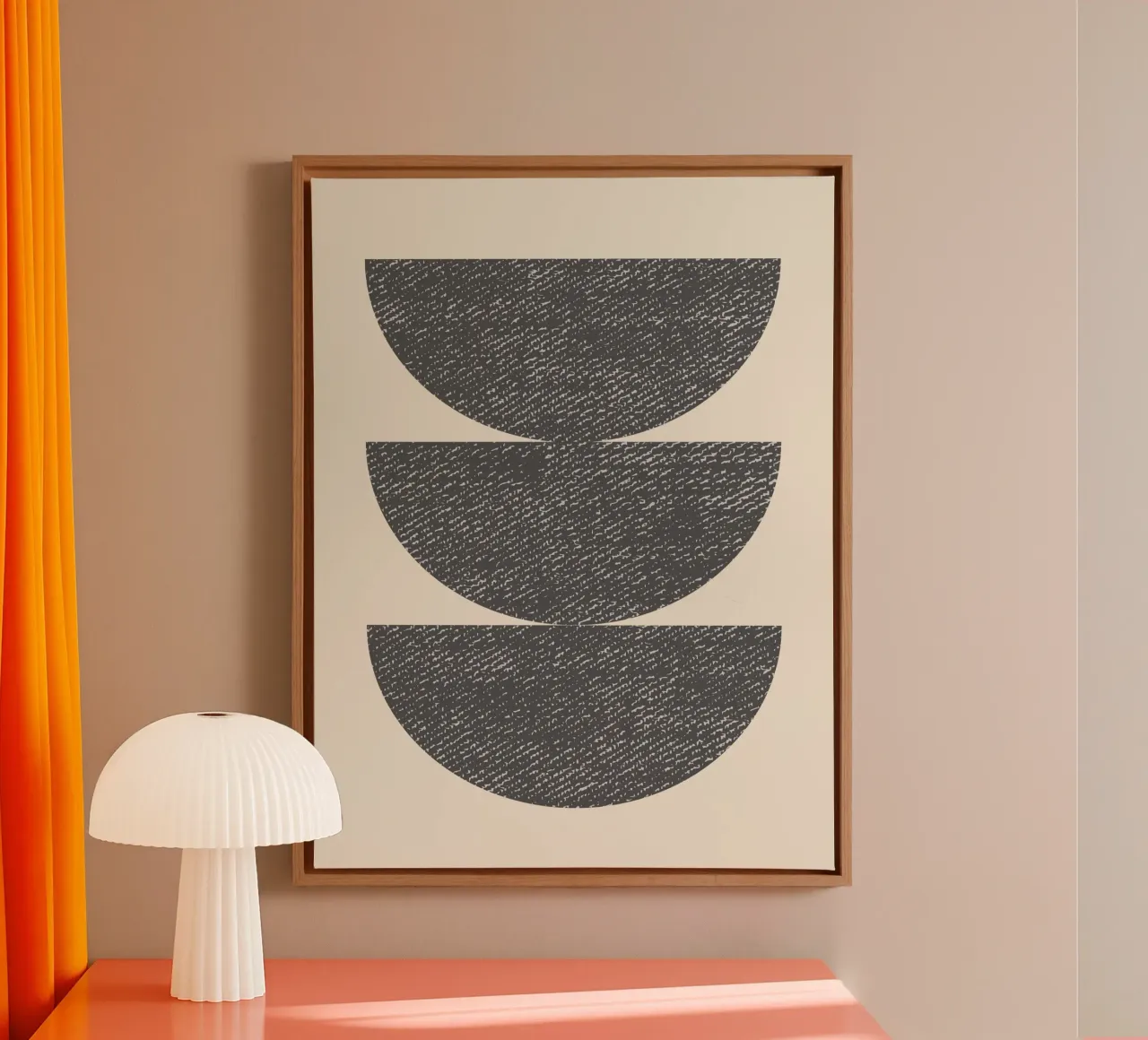 Halve Cirkel 3 - Grijs canvas met Baklijst van MoonlightPrint
