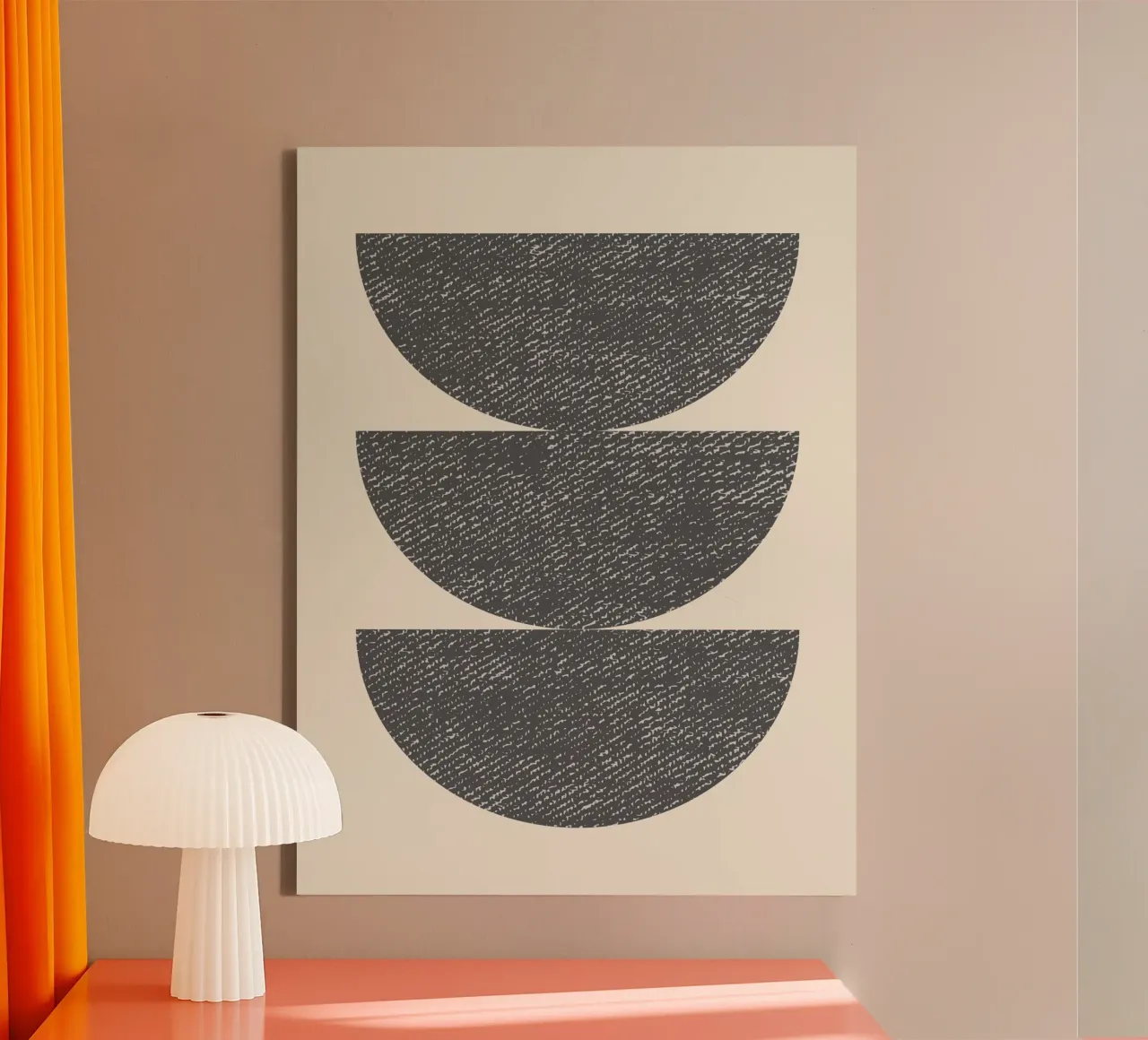 Halve Cirkel 3 - Grijs canvas met Baklijst van MoonlightPrint