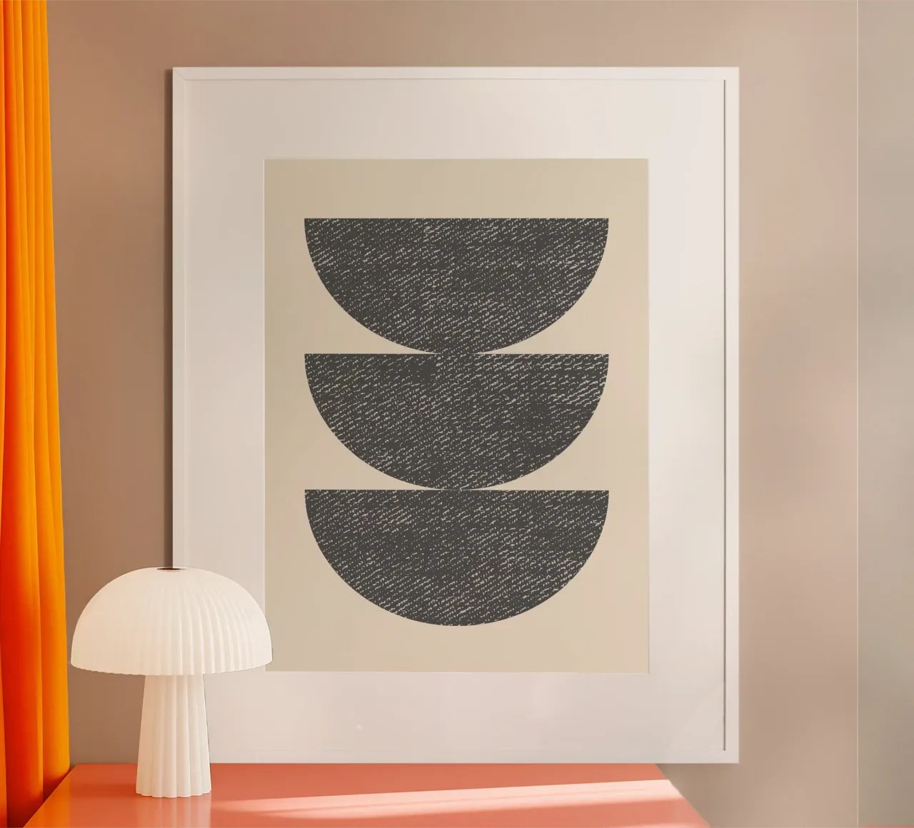 Halve Cirkel 3 - Grijs poster met houten frame van MoonlightPrint