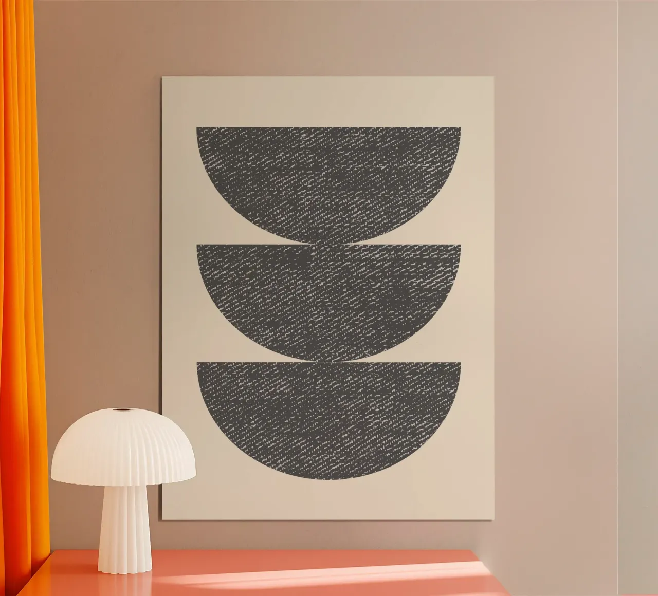 Halve Cirkel 3 - Grijs poster met houten frame van MoonlightPrint