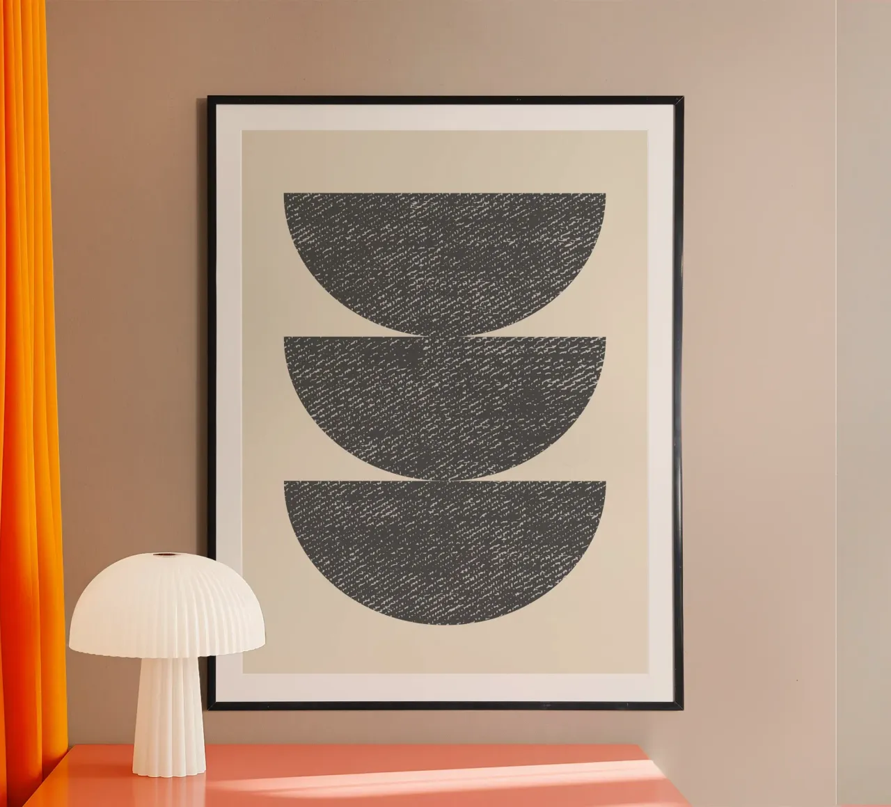 Halve Cirkel 3 - Grijs poster met houten frame van MoonlightPrint