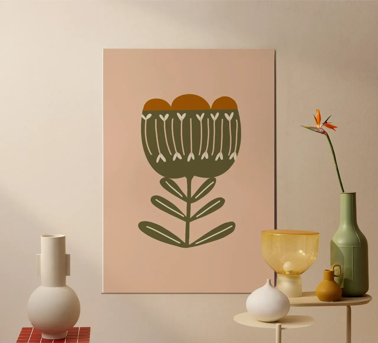 Fascino botanico retrò - floreale moderno di metà secolo carta hahnemühle da susanacosta