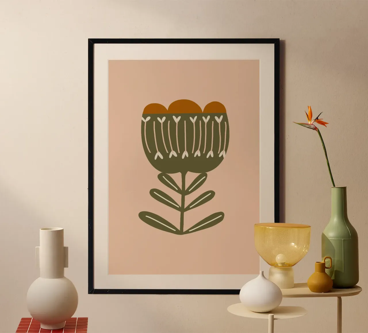 Fascino botanico retrò - floreale moderno di metà secolo carta hahnemühle da susanacosta
