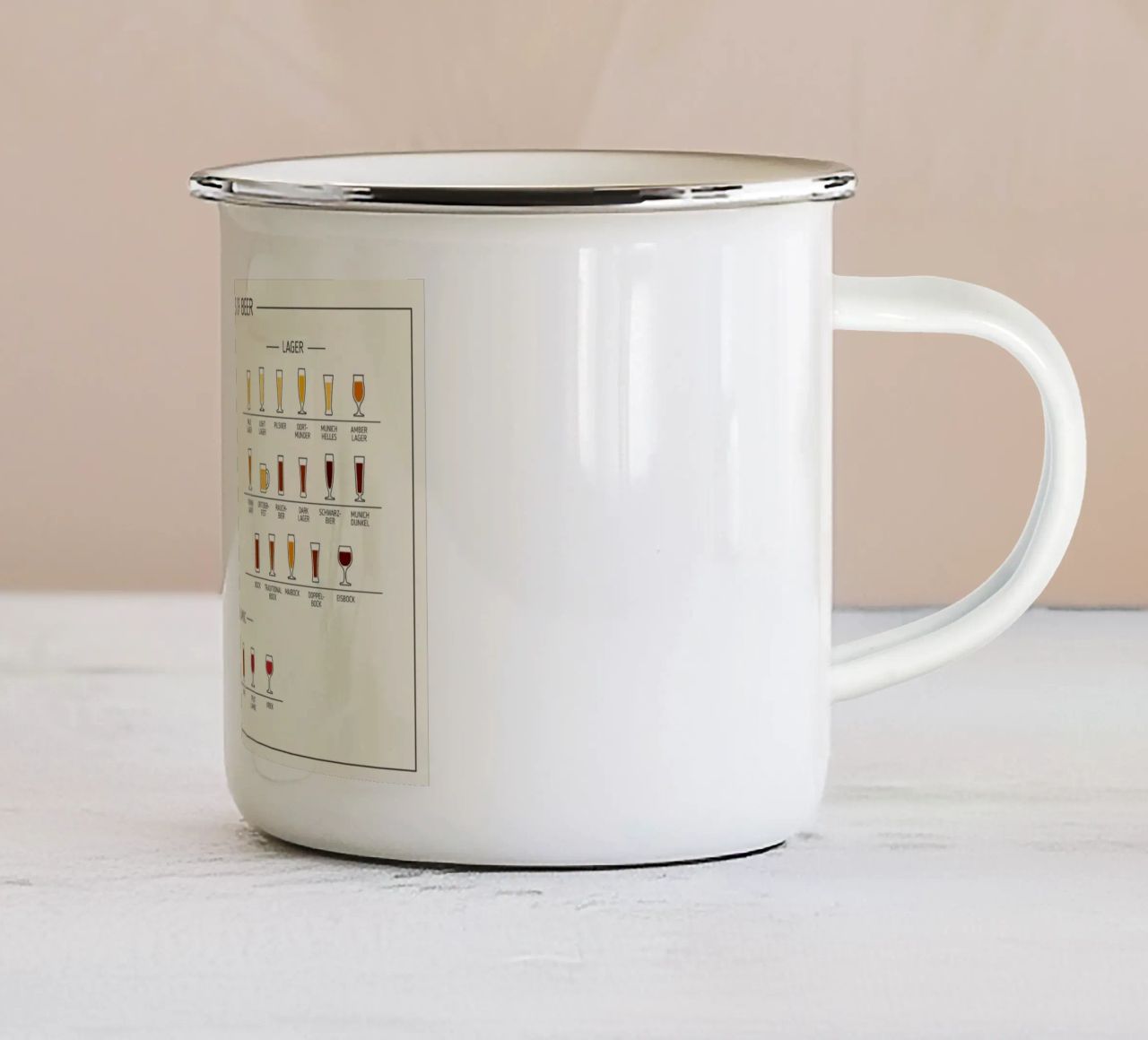 tipi di birra ALE e LAGER tazza in smalto da Danielshop