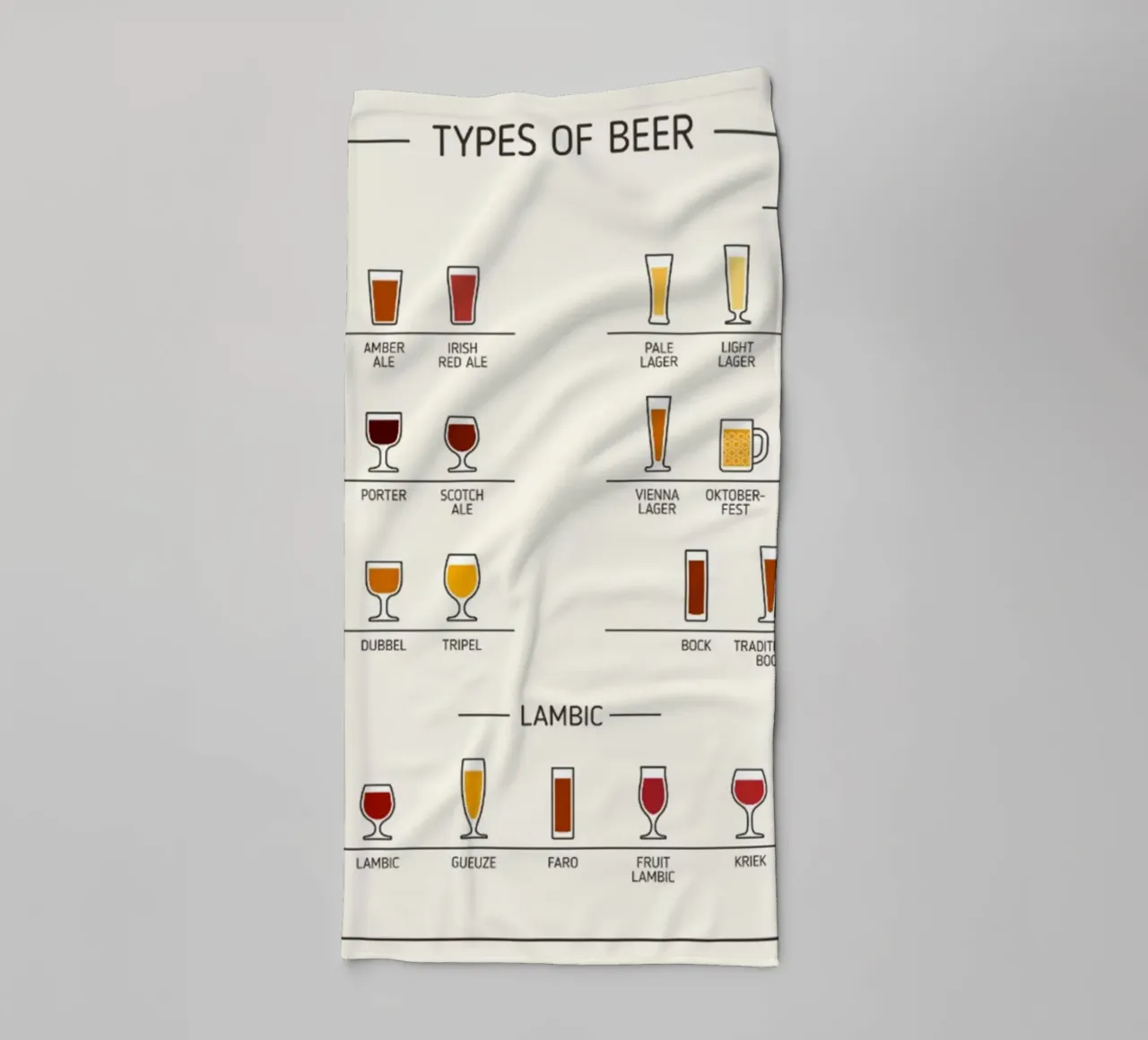 tipi di birra ALE e LAGER asciugamano da bagno da Danielshop