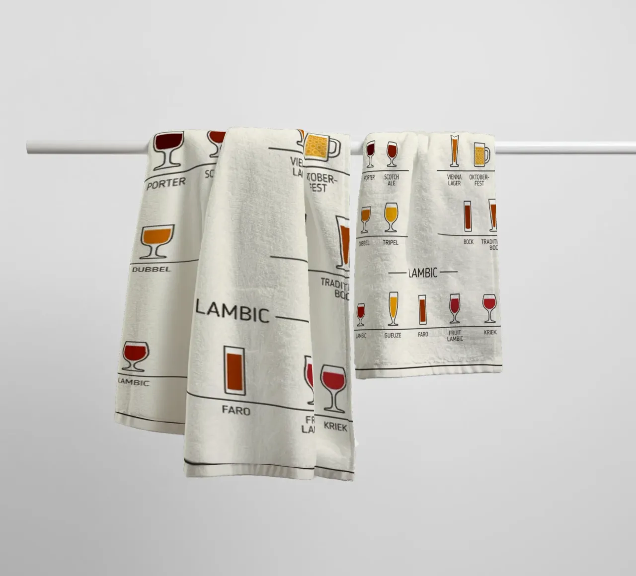tipi di birra ALE e LAGER asciugamano da bagno da Danielshop