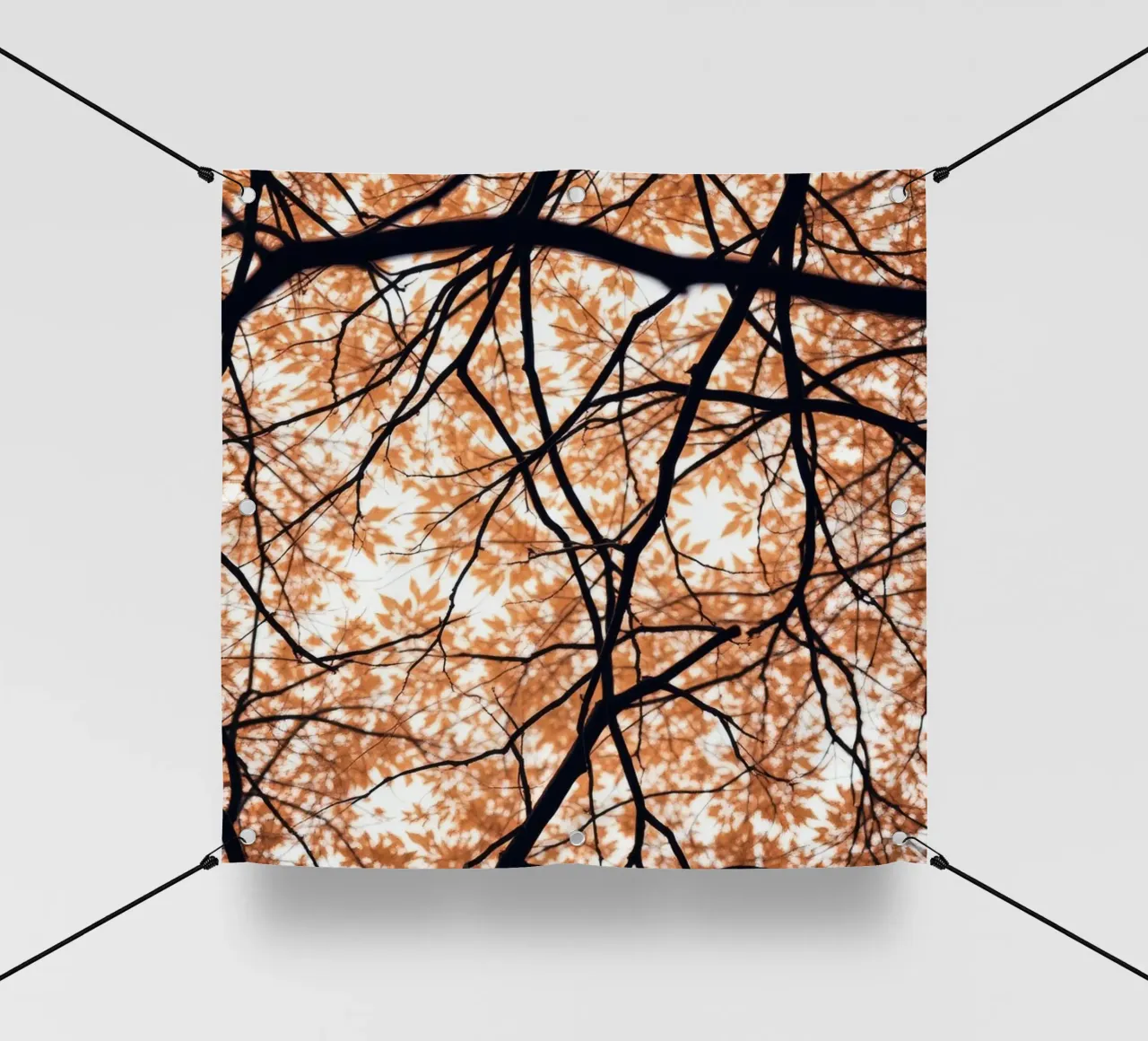 bellezza astratta con foglie arancioni e rami intrecciati telo in pvc da DesignDoodle