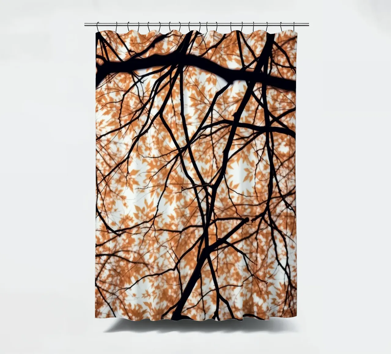 bellezza astratta con foglie arancioni e rami intrecciati tenda da doccia da DesignDoodle