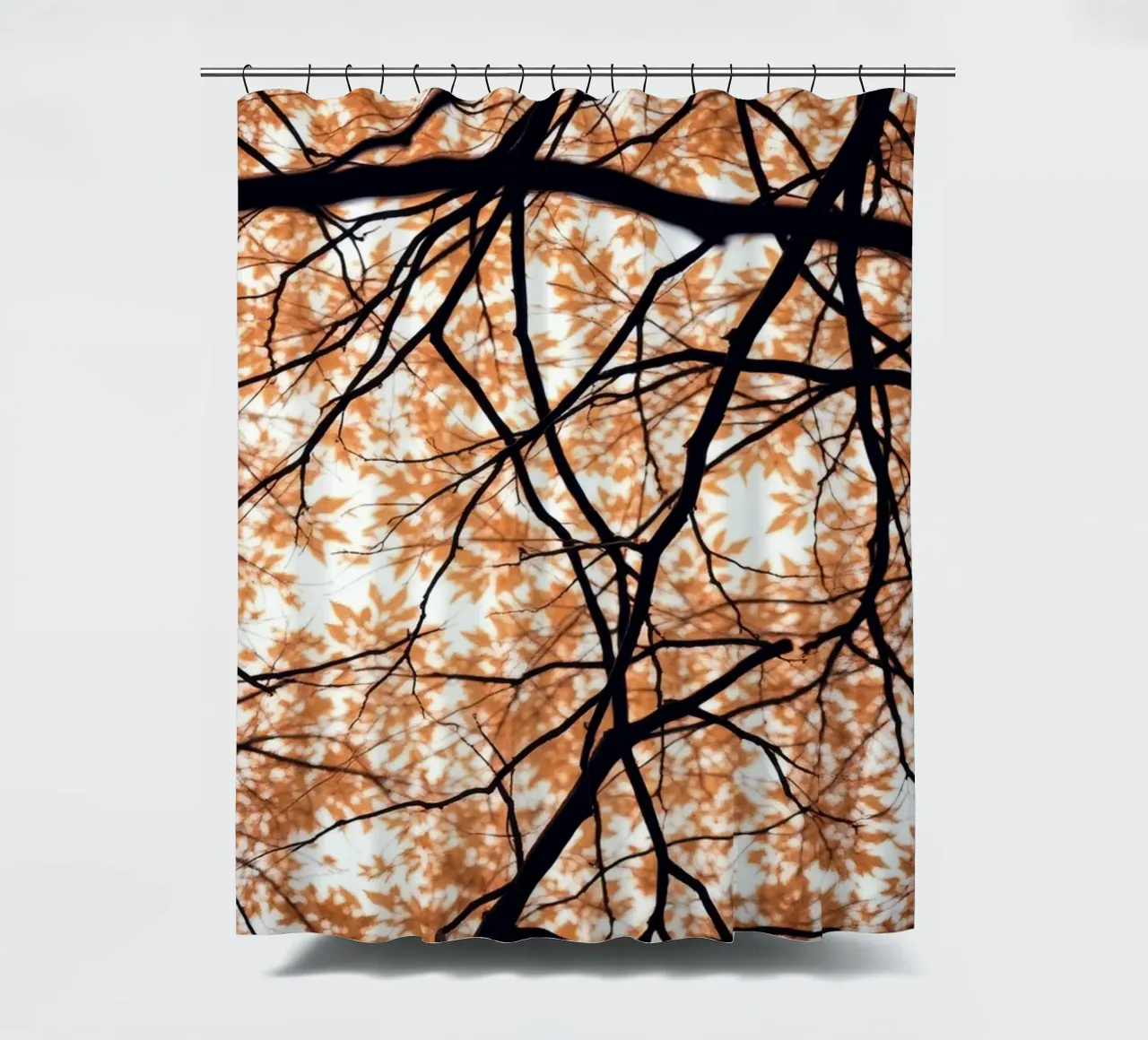 bellezza astratta con foglie arancioni e rami intrecciati tenda da doccia da DesignDoodle