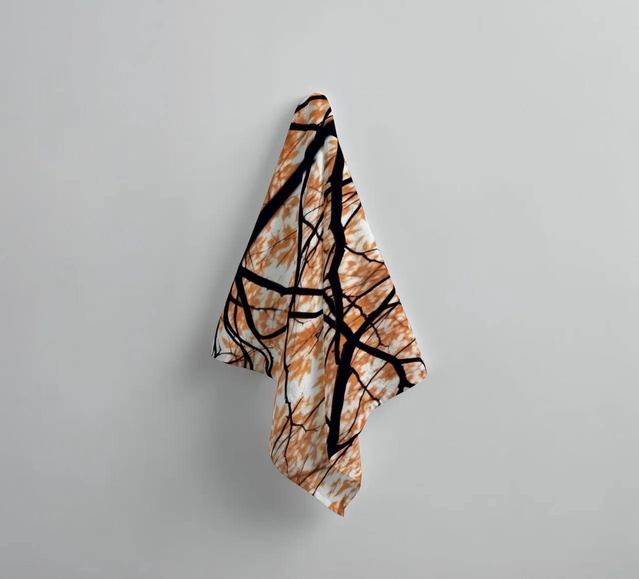 abstract beauty with orange leaves and intertwined branches towel by DesignDoodle