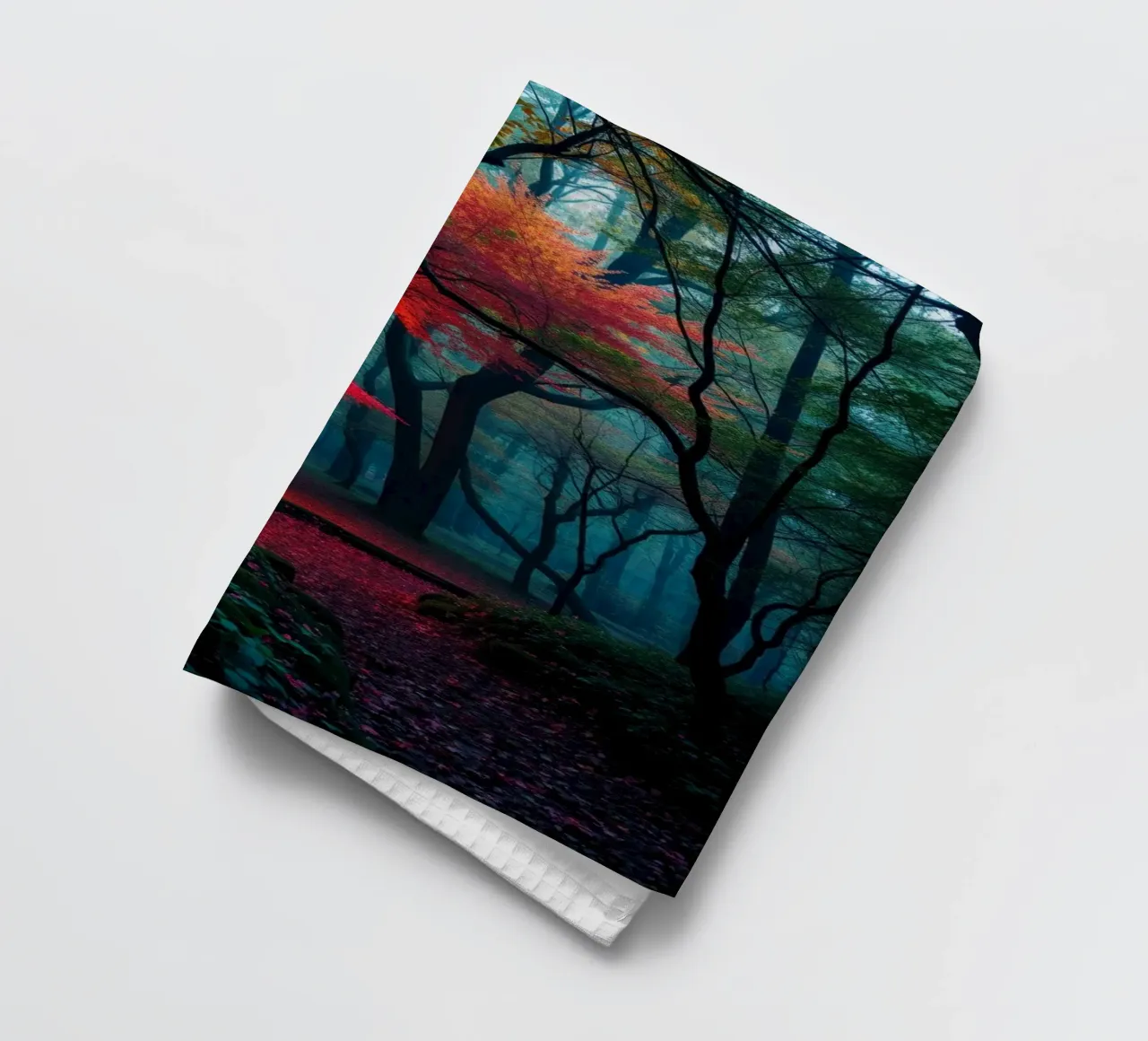 Il fogliame autunnale risplende in un ambiente forestale sereno e nebbioso. canovaccio da cucina da DesignDoodle