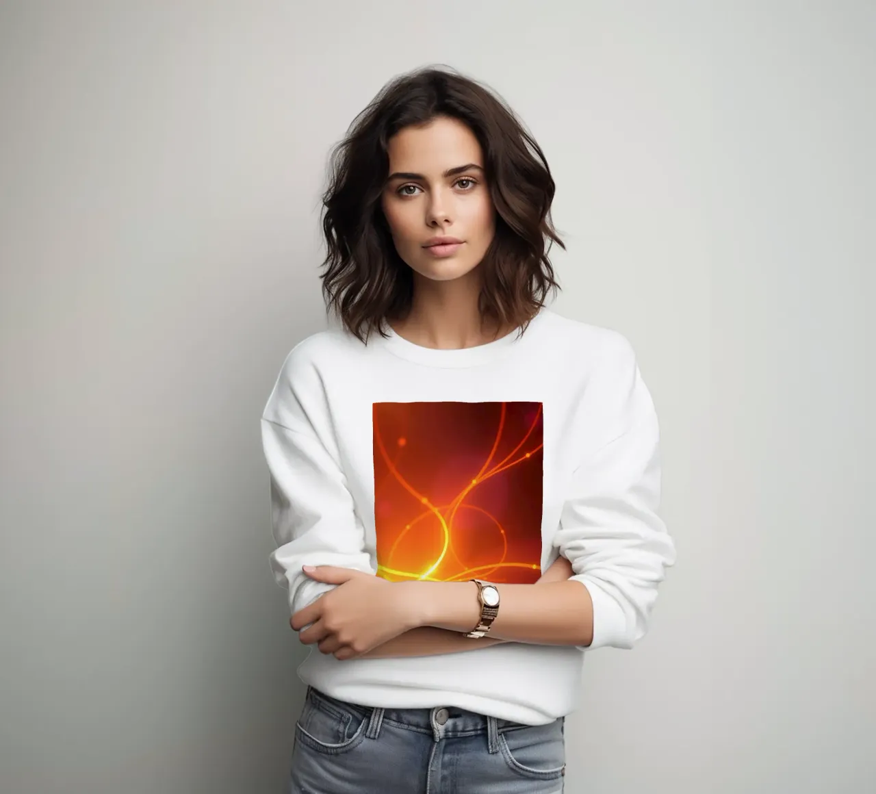 Levendig abstract oranje en geel behangontwerp sweatshirt van DesignDoodle