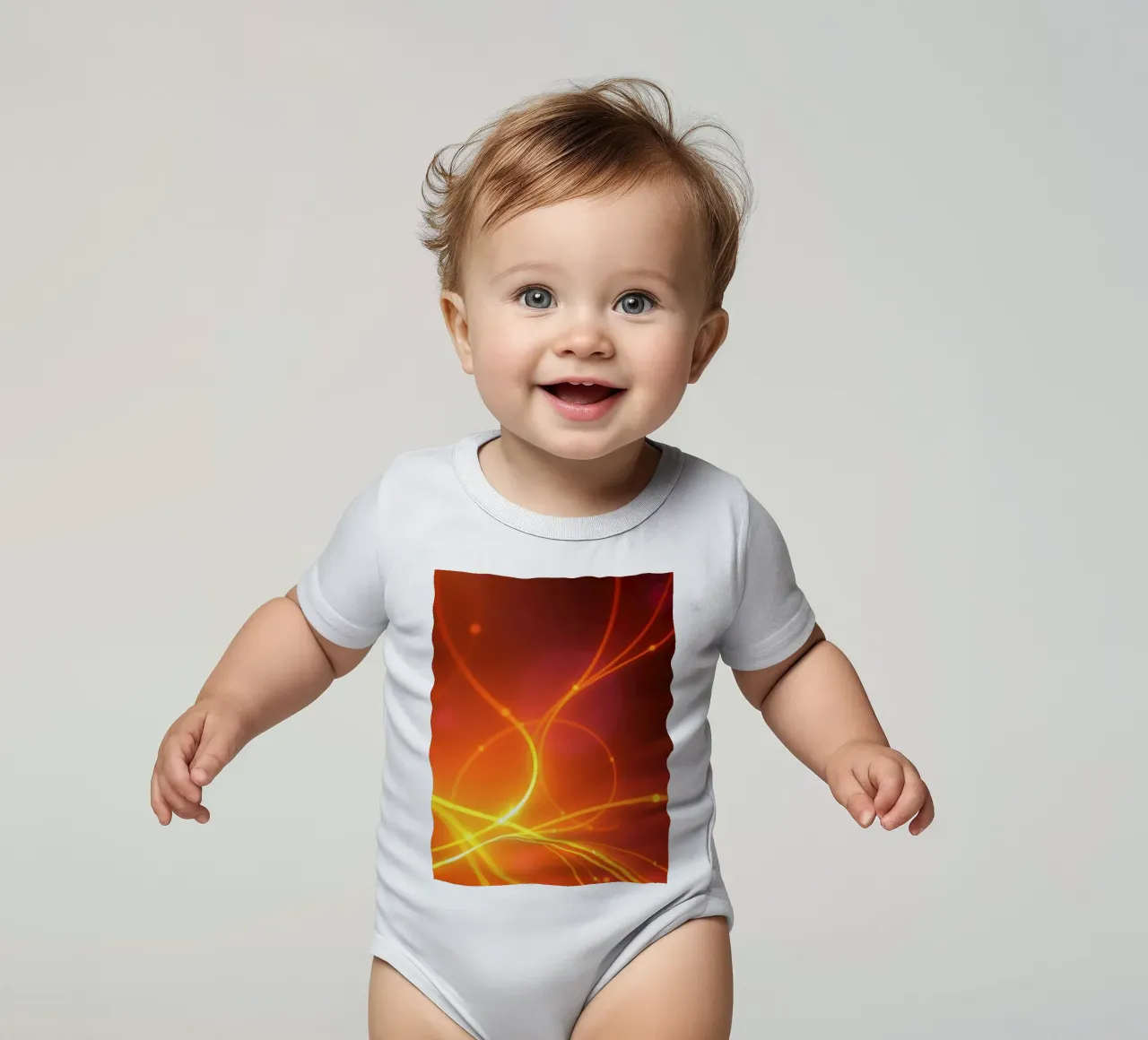 Levendig abstract oranje en geel behangontwerp babyrompertje korte mouwen van DesignDoodle