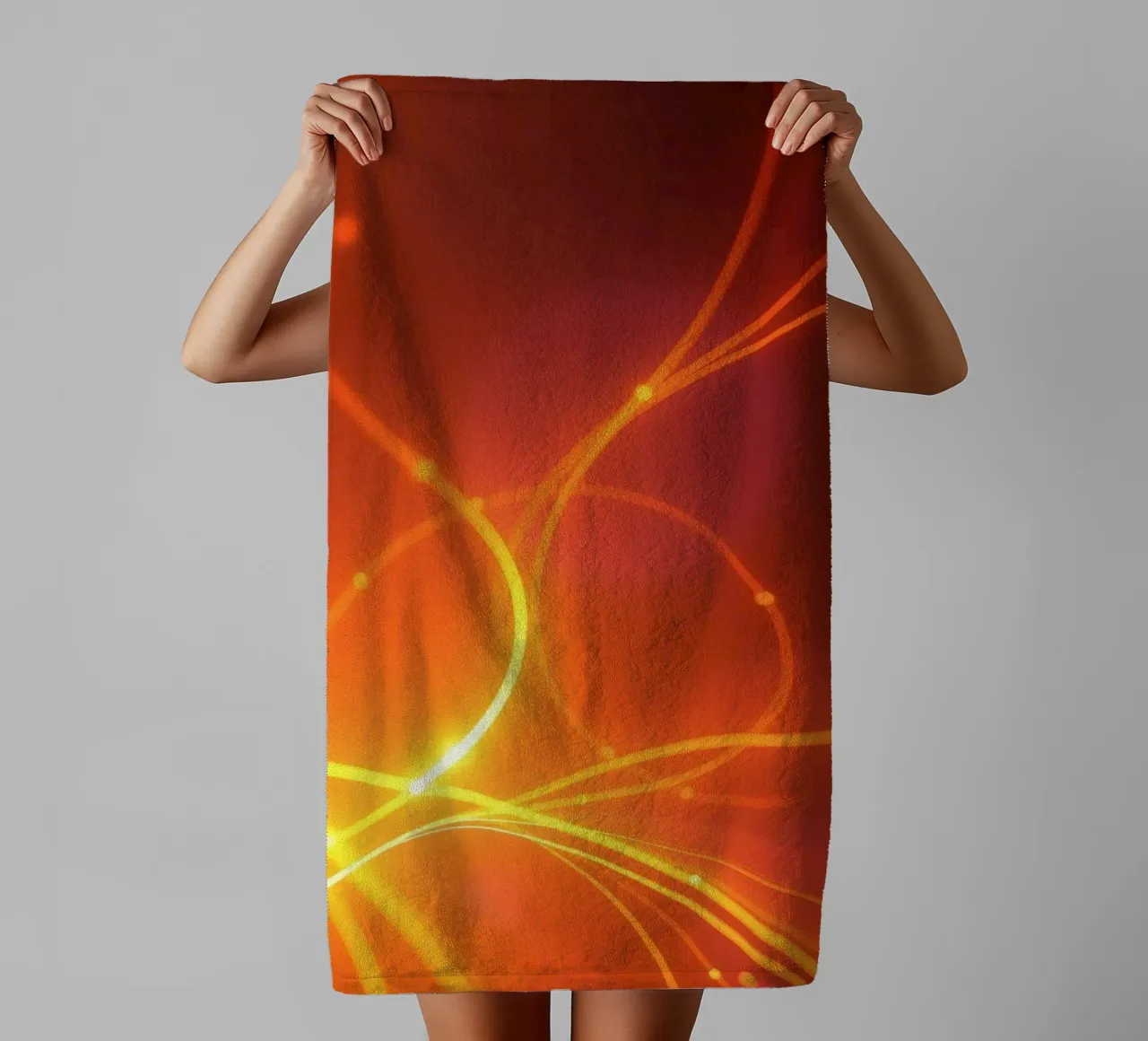 Levendig abstract oranje en geel behangontwerp badhanddoek van DesignDoodle
