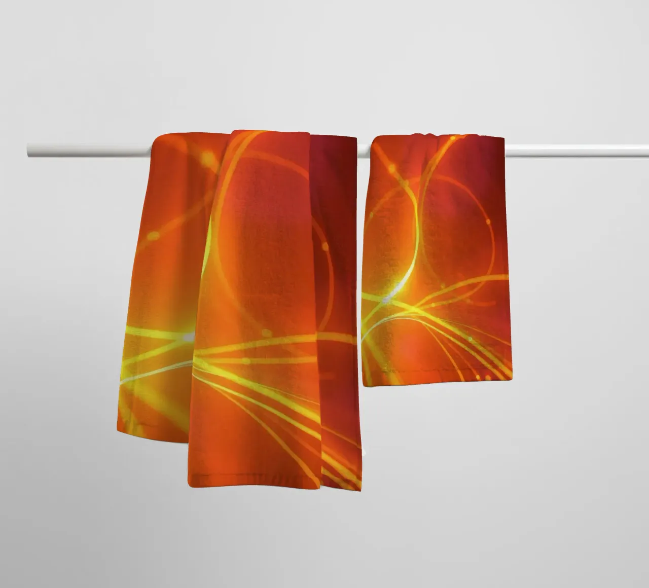 Levendig abstract oranje en geel behangontwerp badhanddoek van DesignDoodle
