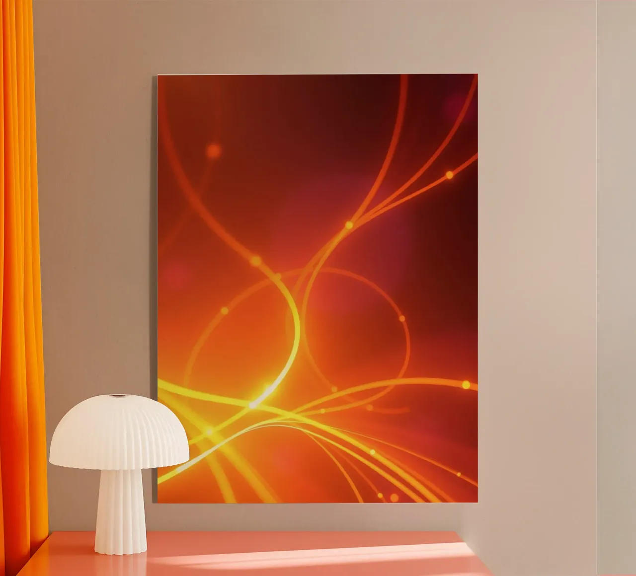 Vibrant abstract orange and yellow wallpaper design acrylic glass by DesignDoodle