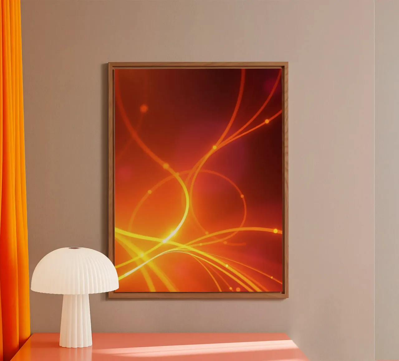 Vibrant abstract orange and yellow wallpaper design alu-dibond by DesignDoodle