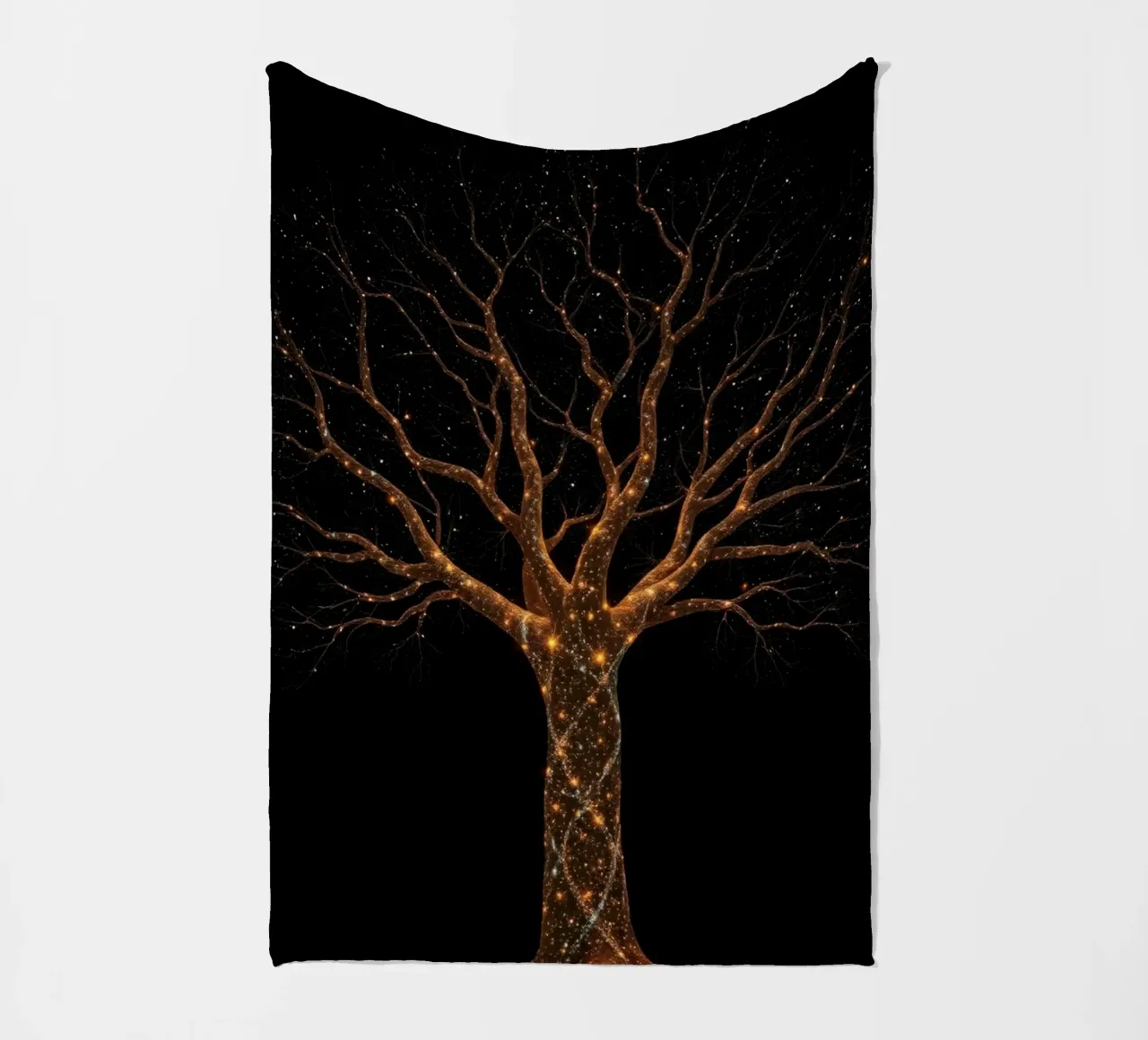 Einzigartiges abstraktes Baumdesign, beleuchtet von funkelnden Lichtern Fleecedecke von DesignDoodle