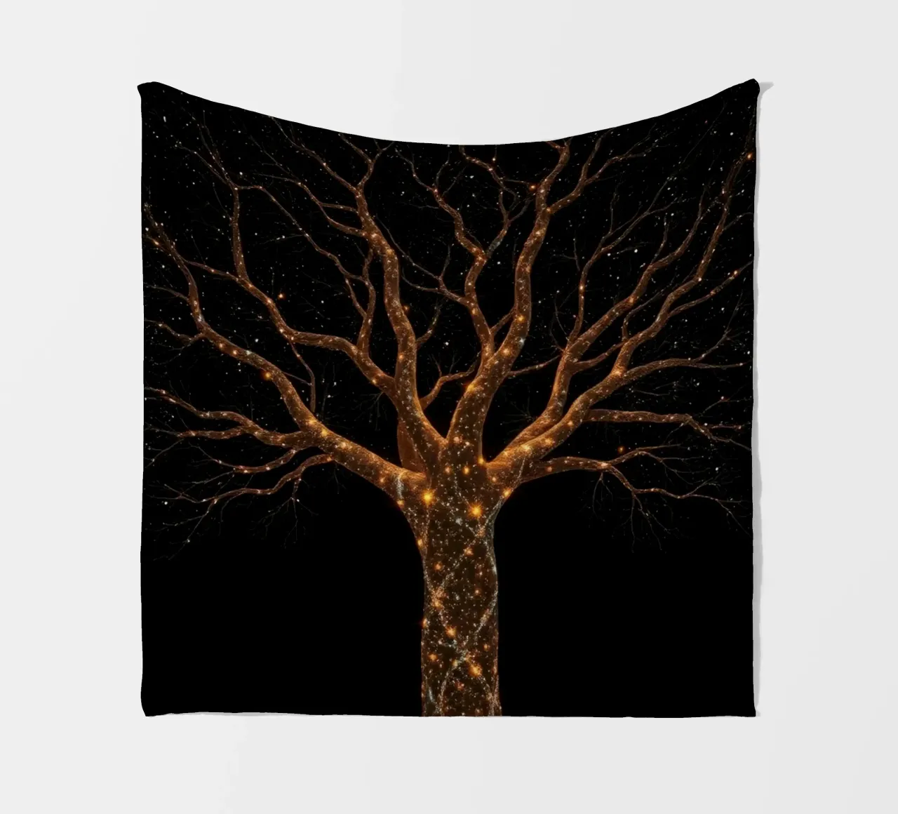 Einzigartiges abstraktes Baumdesign, beleuchtet von funkelnden Lichtern Fleecedecke von DesignDoodle