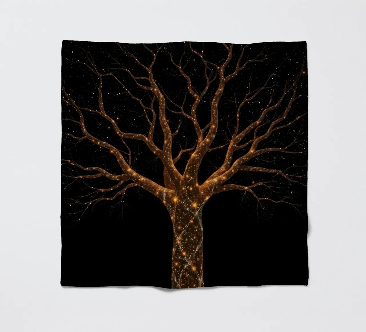 Unique abstract tree design illuminated by sparkling lights fleece blanket by DesignDoodle