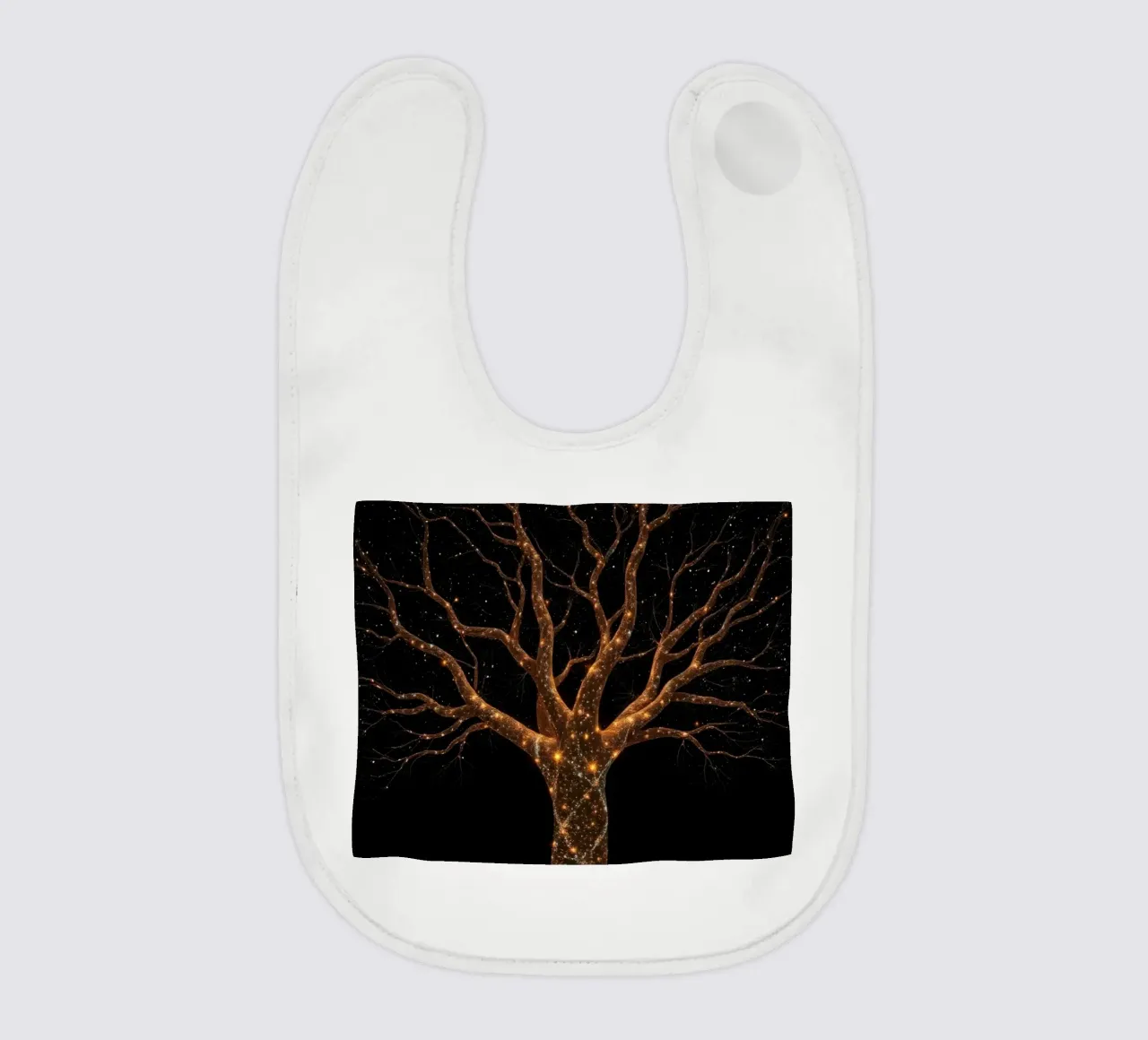 Unique abstract tree design illuminated by sparkling lights baby bib by DesignDoodle