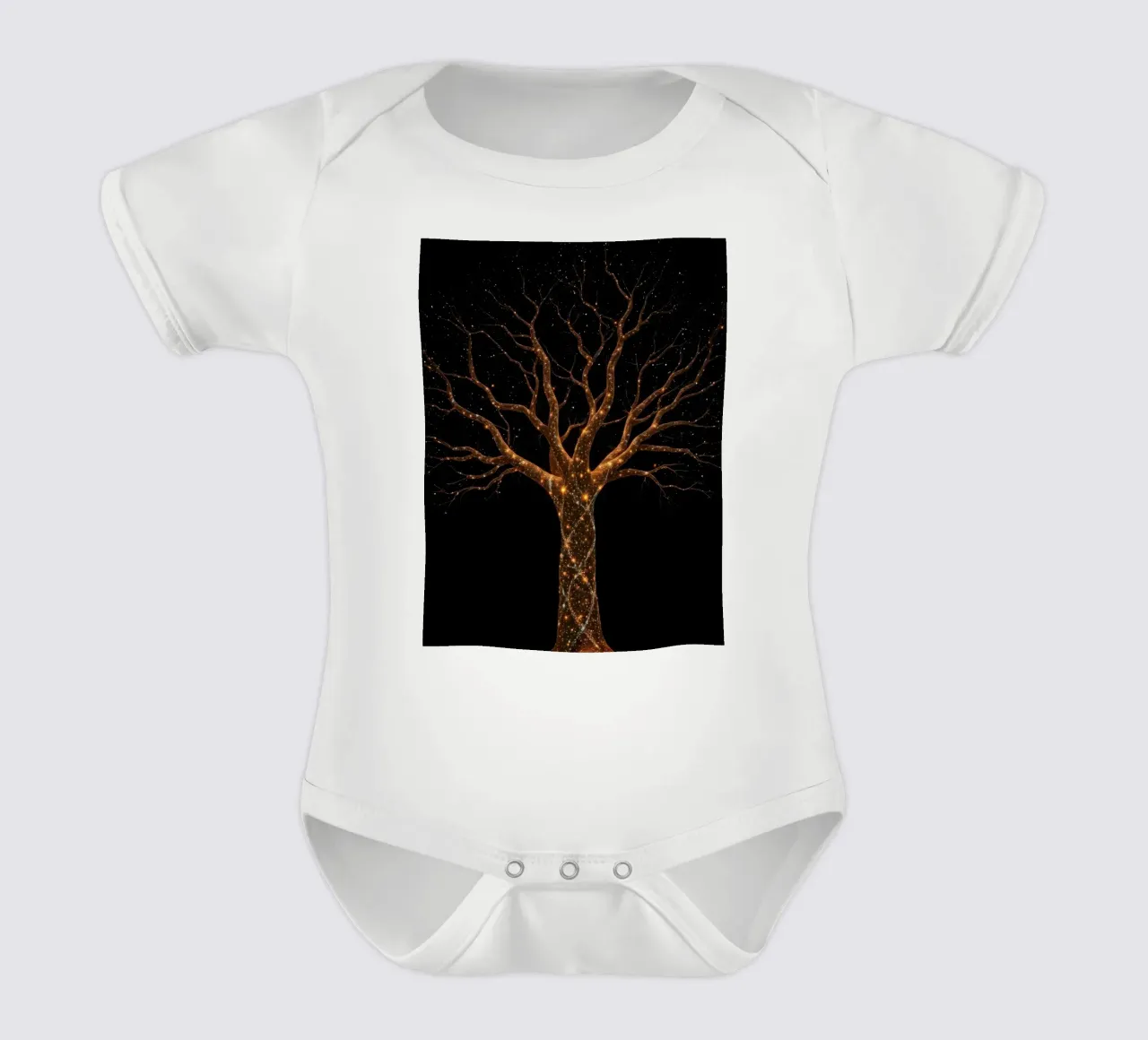 Unico disegno astratto dell'albero illuminato da luci scintillanti body neonato maniche corte da DesignDoodle