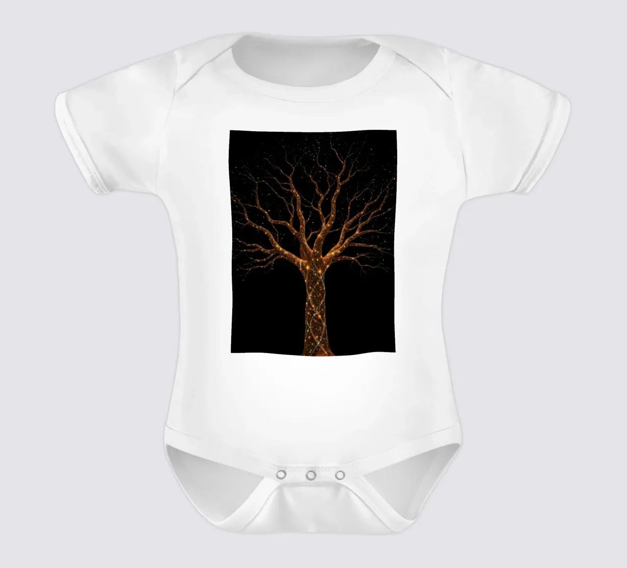 Unique abstract tree design illuminated by sparkling lights short-sleeve baby romper by DesignDoodle