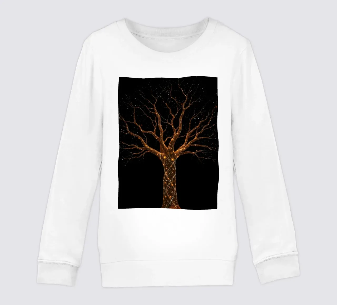 Unique abstract tree design illuminated by sparkling lights kids sweatshirt by DesignDoodle