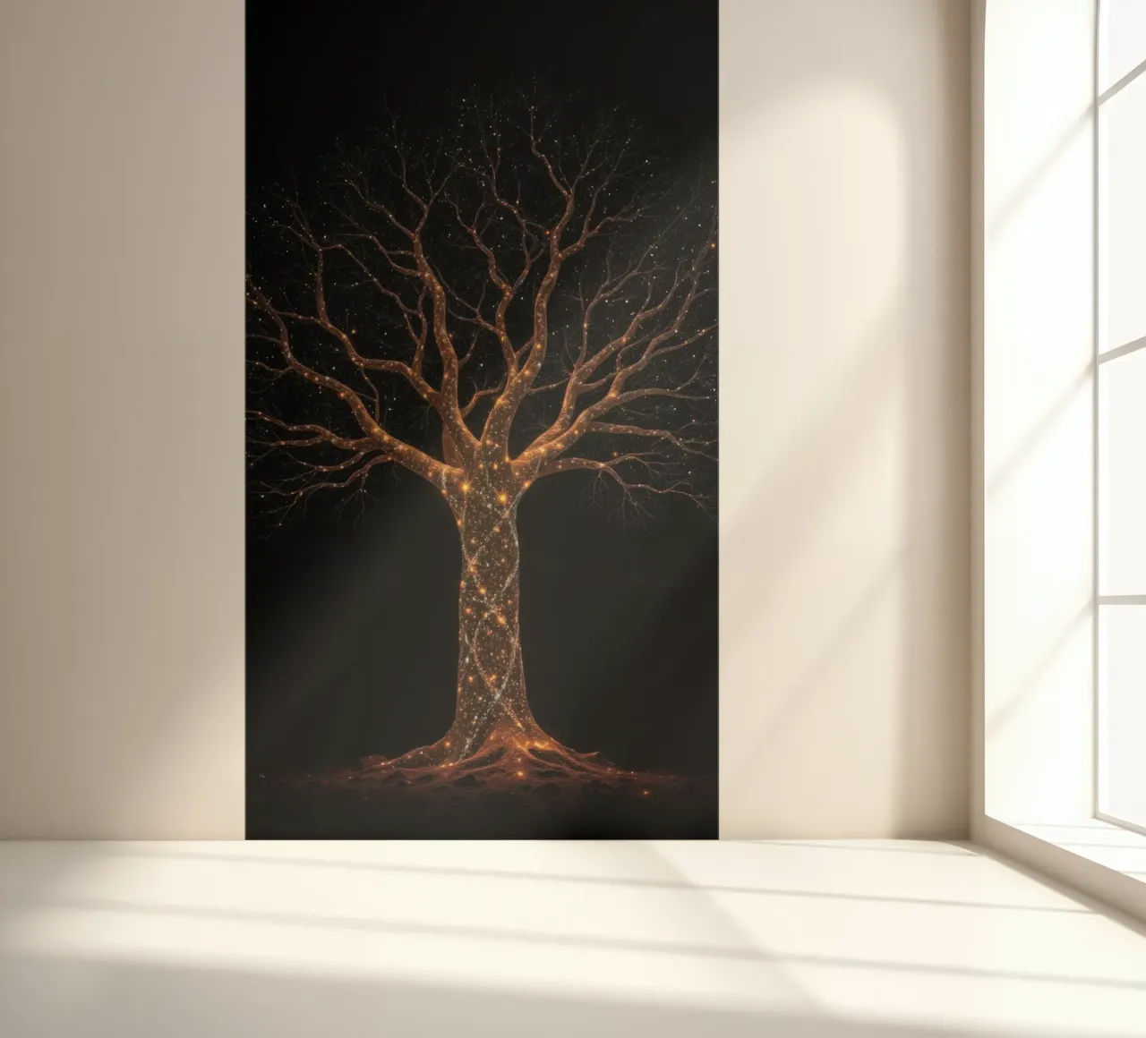 Unique abstract tree design illuminated by sparkling lights photo wallpaper by DesignDoodle