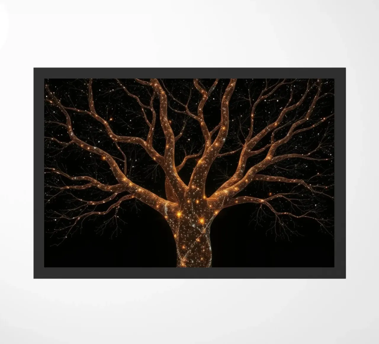 Unico disegno astratto dell'albero illuminato da luci scintillanti zerbino da DesignDoodle