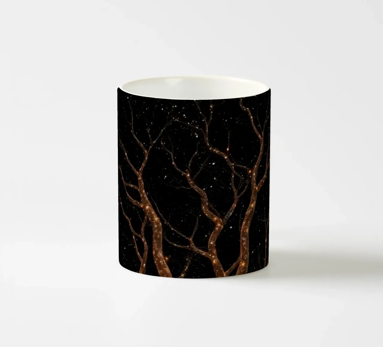 Unique abstract tree design illuminated by sparkling lights ceramic mug by DesignDoodle