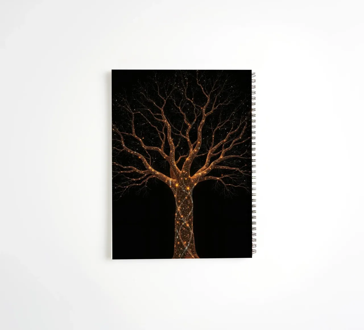 Unico disegno astratto dell'albero illuminato da luci scintillanti diario ad anelli da DesignDoodle