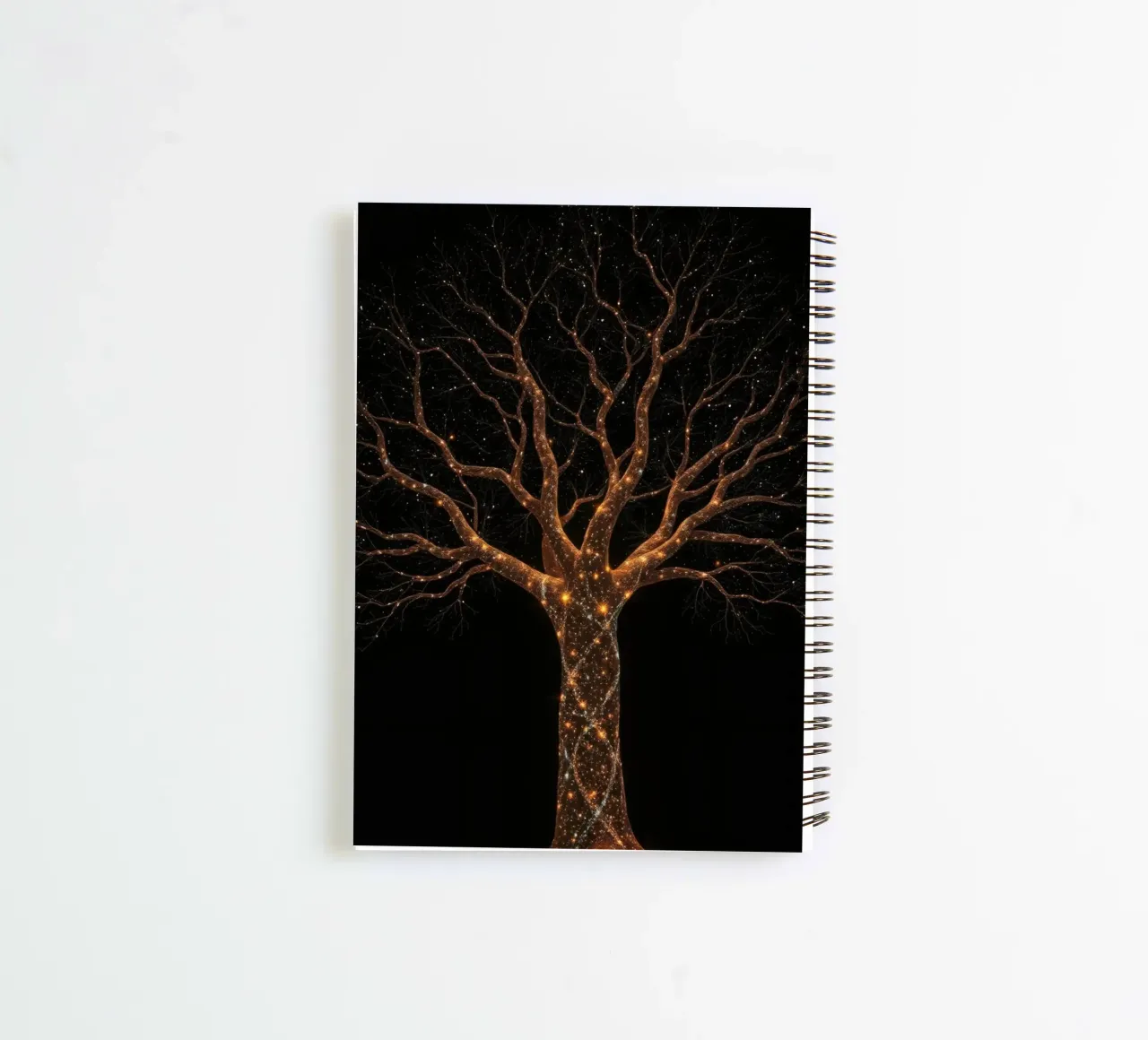 Unico disegno astratto dell'albero illuminato da luci scintillanti diario ad anelli da DesignDoodle