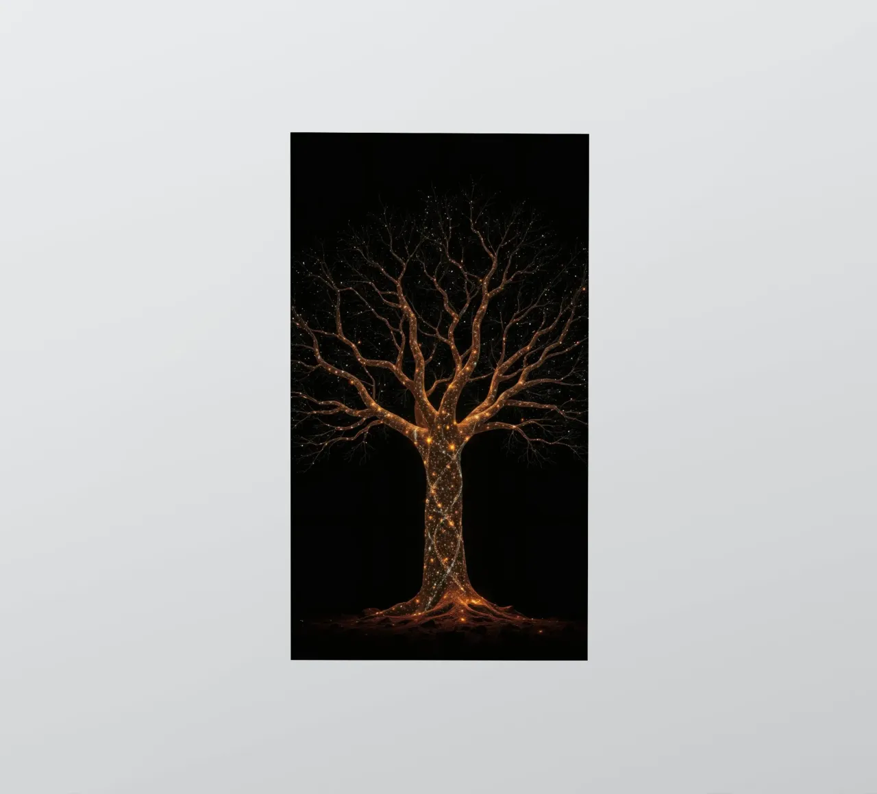 Unique abstract tree design illuminated by sparkling lights sticker by DesignDoodle