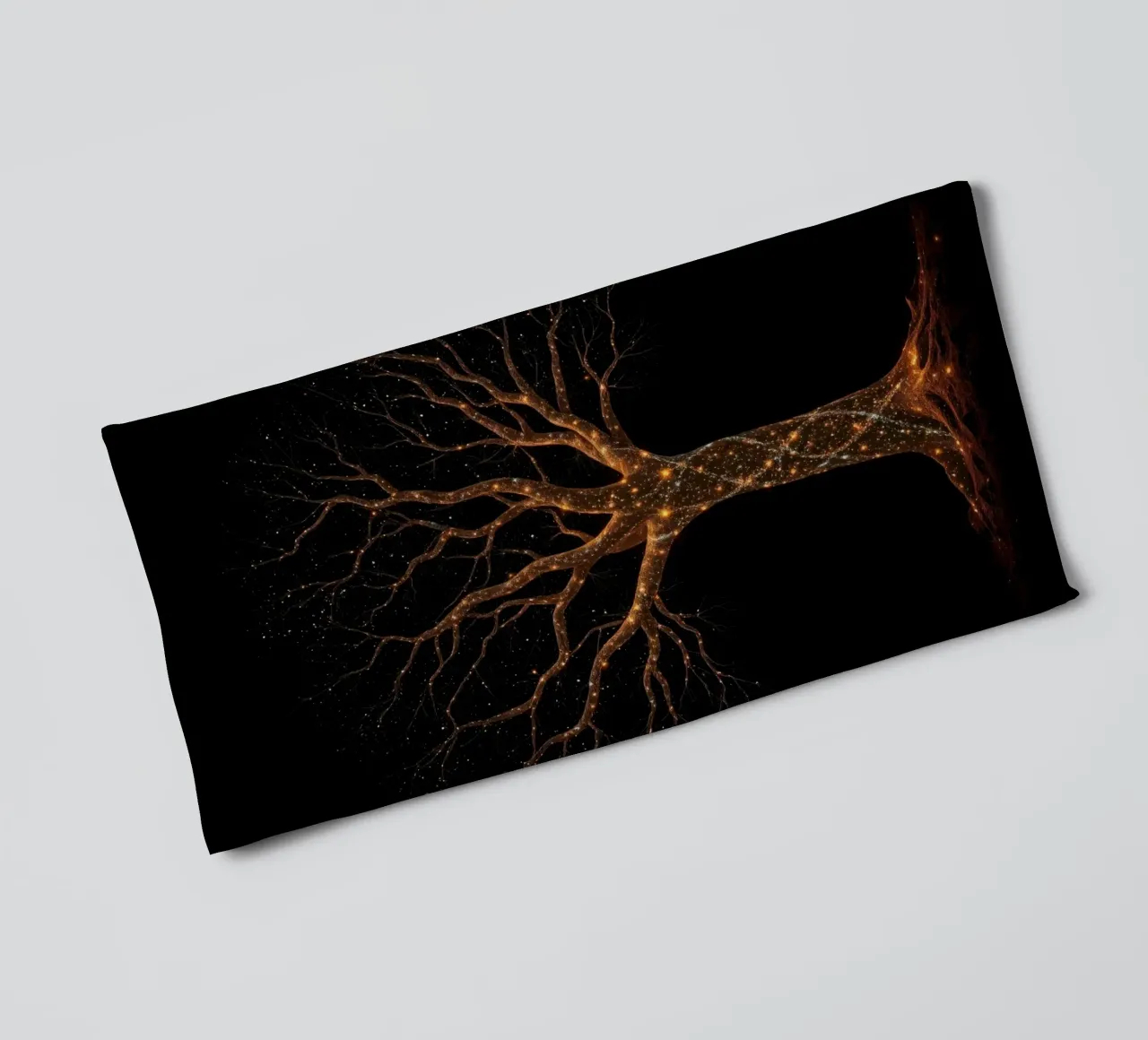 Unique abstract tree design illuminated by sparkling lights towel by DesignDoodle
