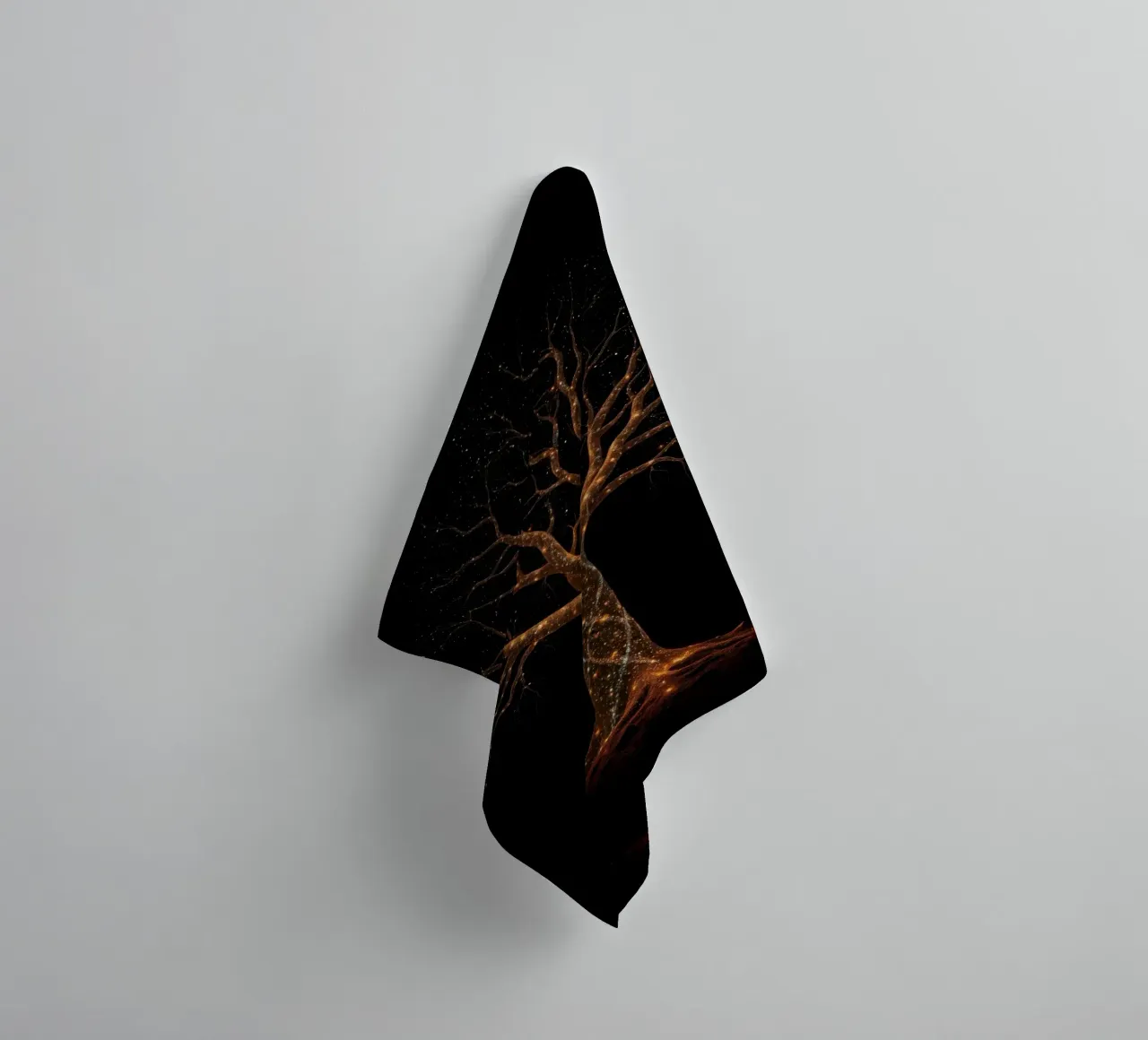 Unique abstract tree design illuminated by sparkling lights towel by DesignDoodle