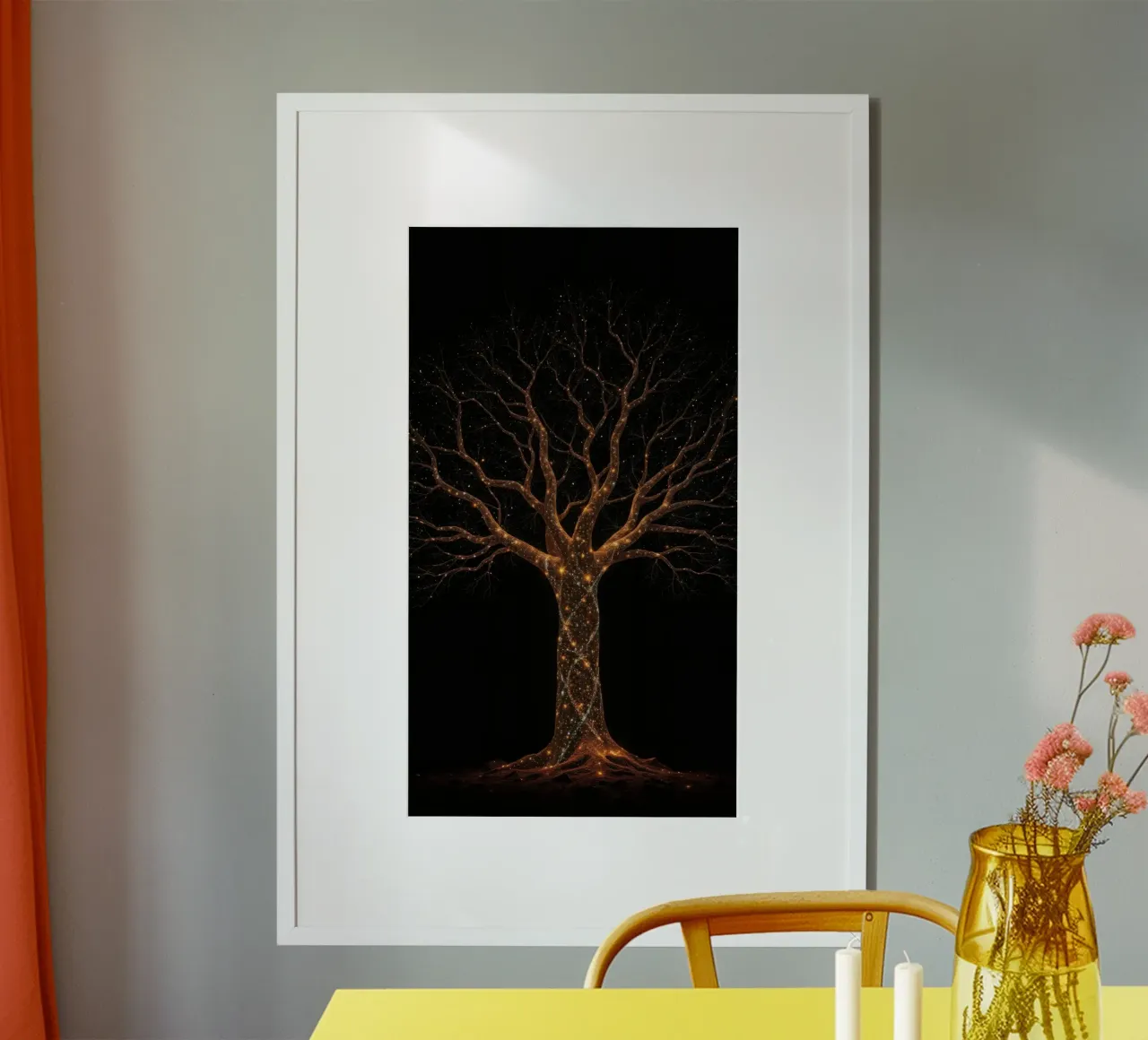 Einzigartiges abstraktes Baumdesign, beleuchtet von funkelnden Lichtern Hahnemühle von DesignDoodle