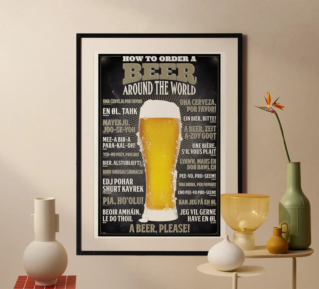 birra nel mondo poster con telaio in plastica da Danielshop