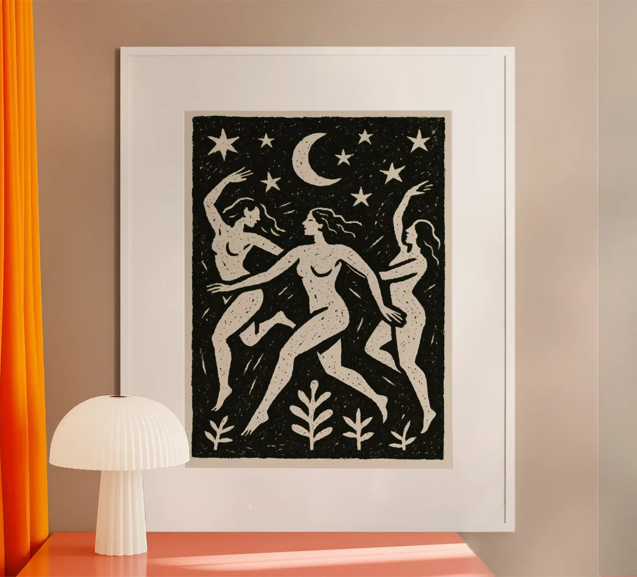 Moon Sisters poster con telaio in legno da treechild