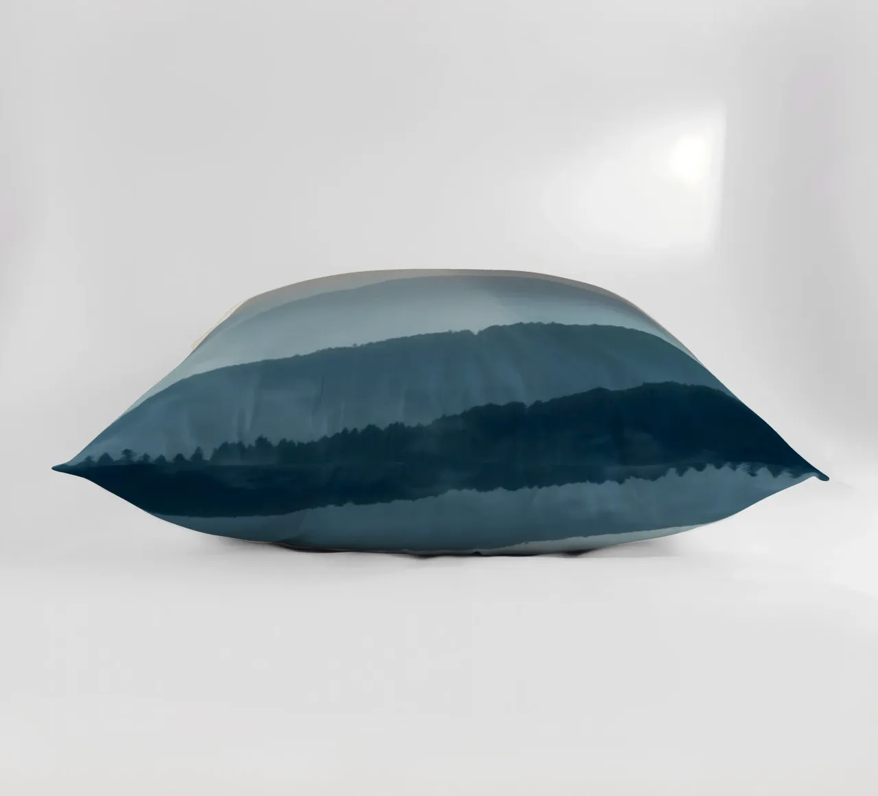 Beautiful mountain landscape with soft fog and gentle light decorative cushion by DesignDoodle