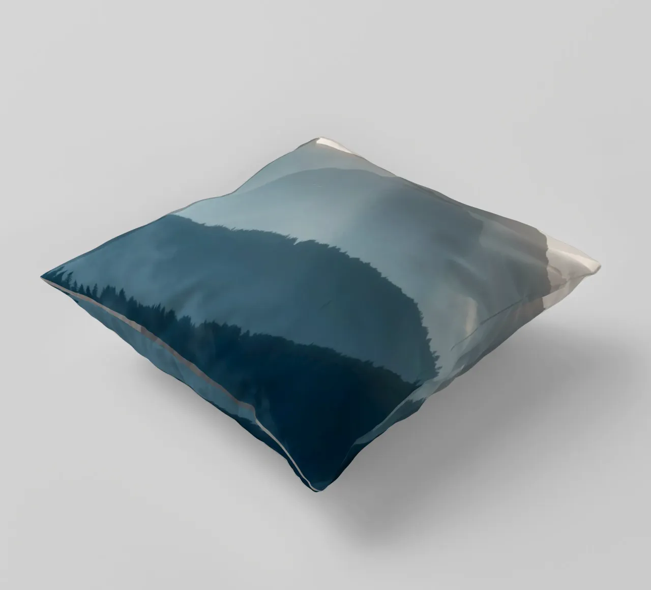 Beautiful mountain landscape with soft fog and gentle light decorative cushion by DesignDoodle