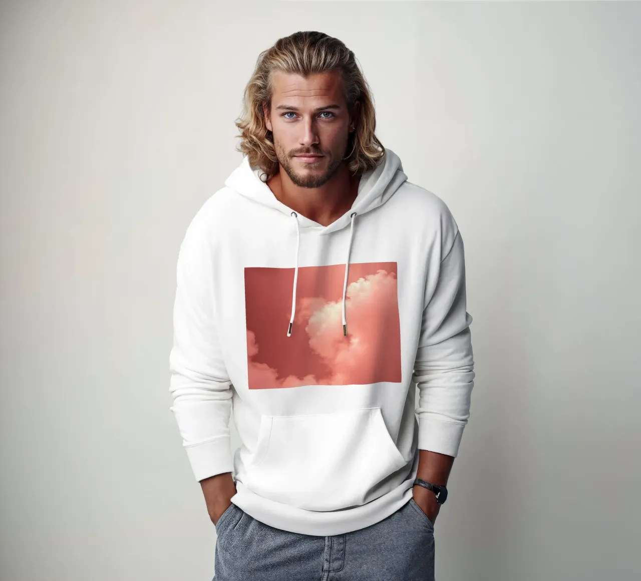 Modello astratto di nuvola rosa calmante felpa con cappuccio da DesignDoodle
