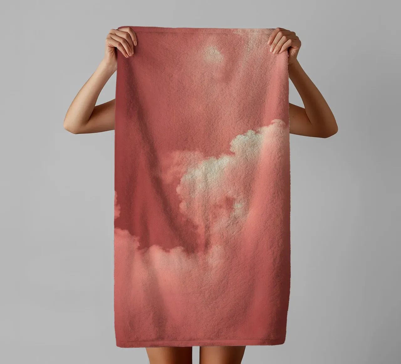 Soothing pink abstract cloud pattern calming towel by DesignDoodle