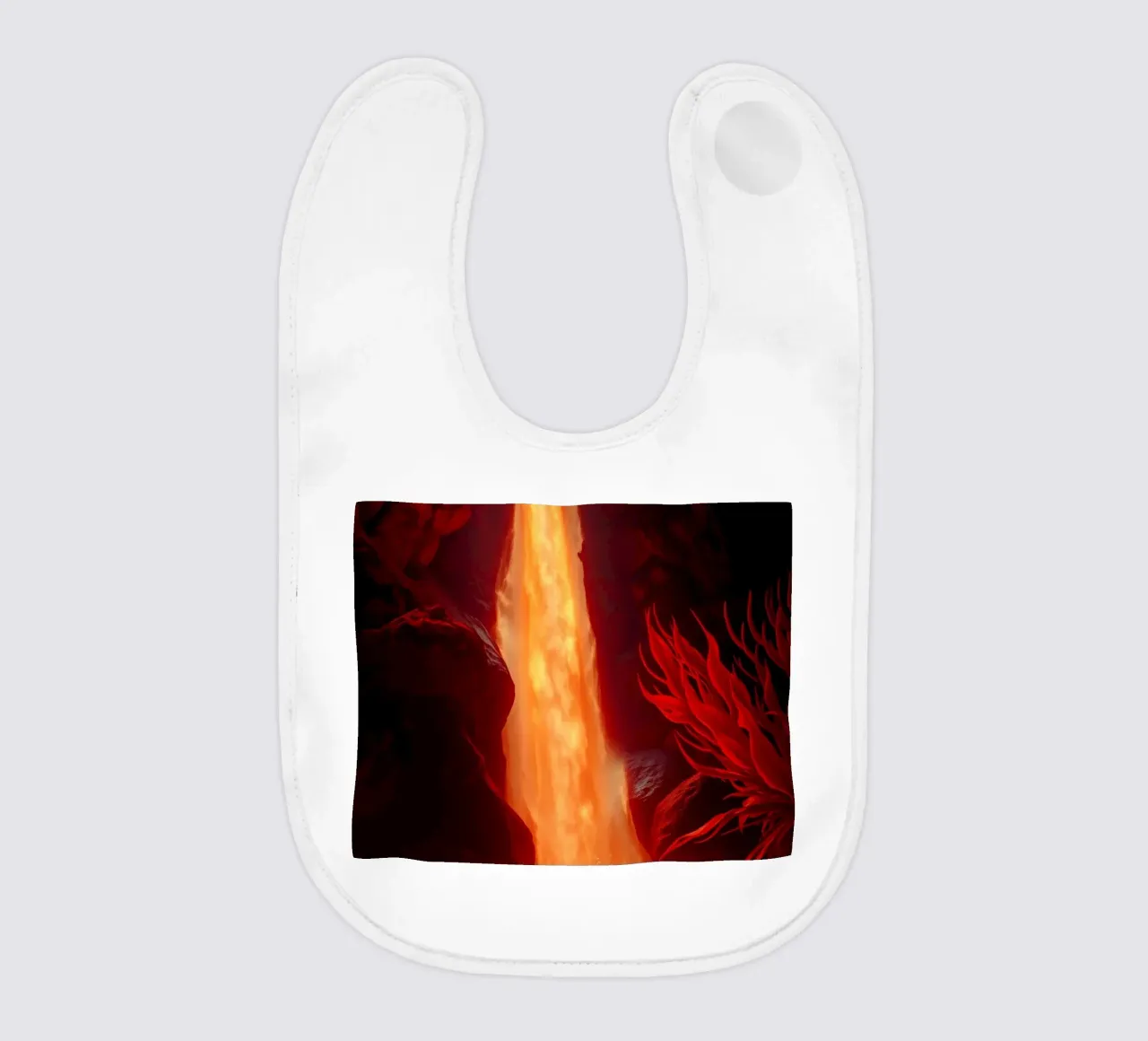 Mesmerizing lava waterfall illuminated by moonlight for stun baby bib by DesignDoodle