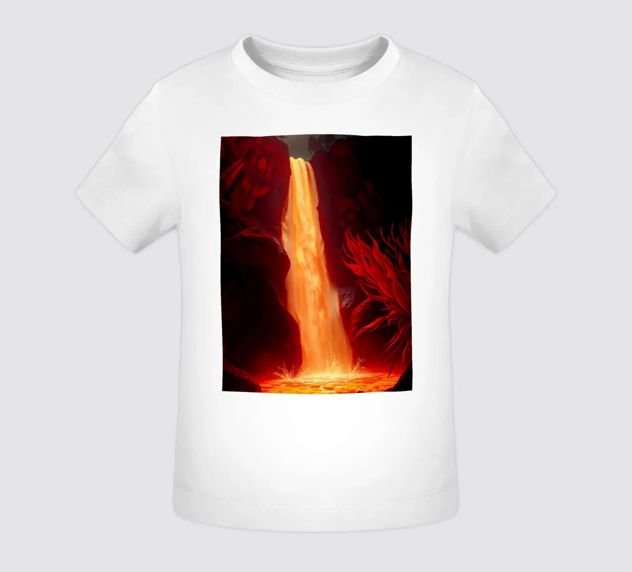 Mesmerizing lava waterfall illuminated by moonlight for stun baby t-shirt by DesignDoodle