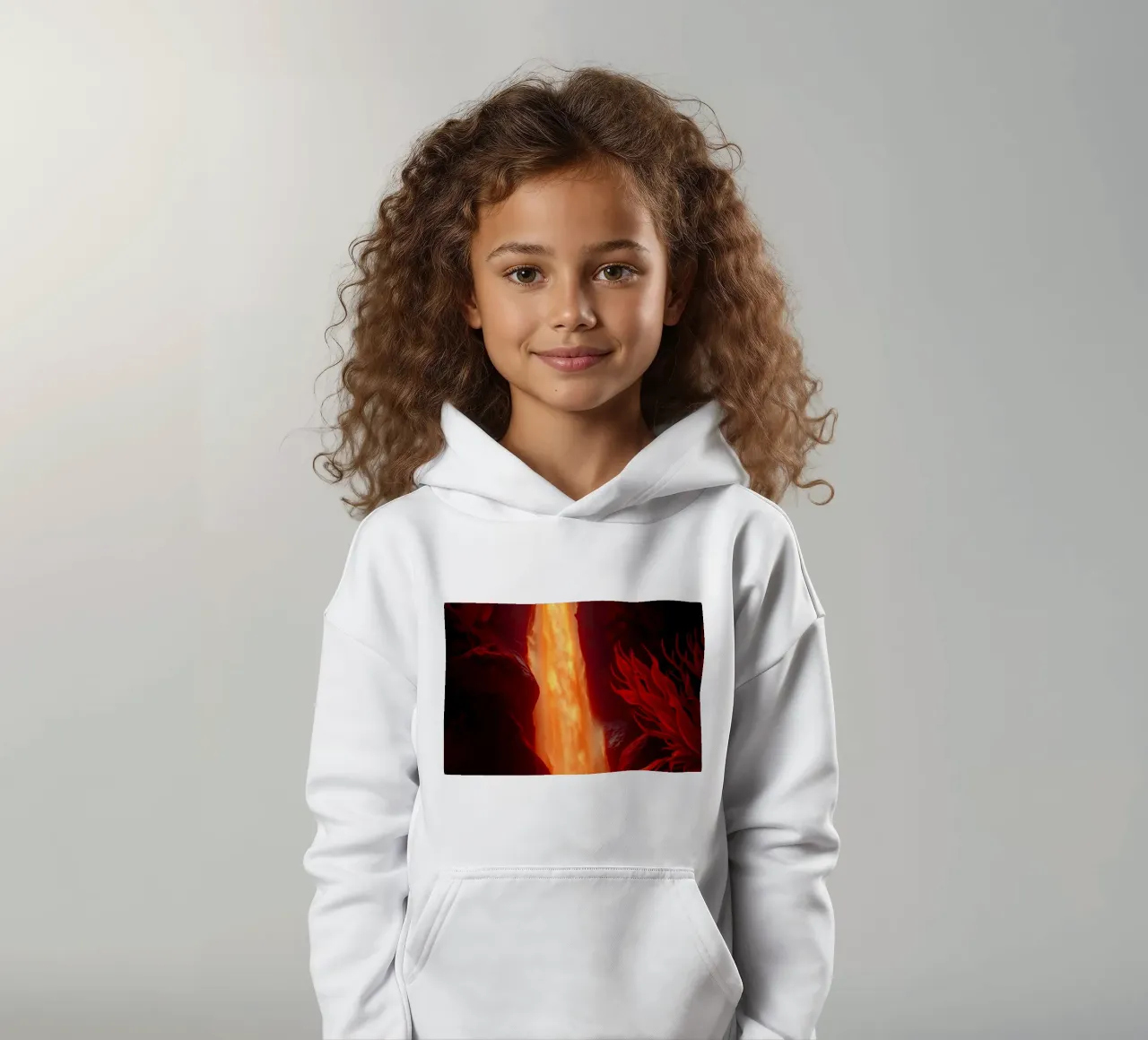 Betoverende lava waterval verlicht door maanlicht voor verdoving kinder hoodie van DesignDoodle