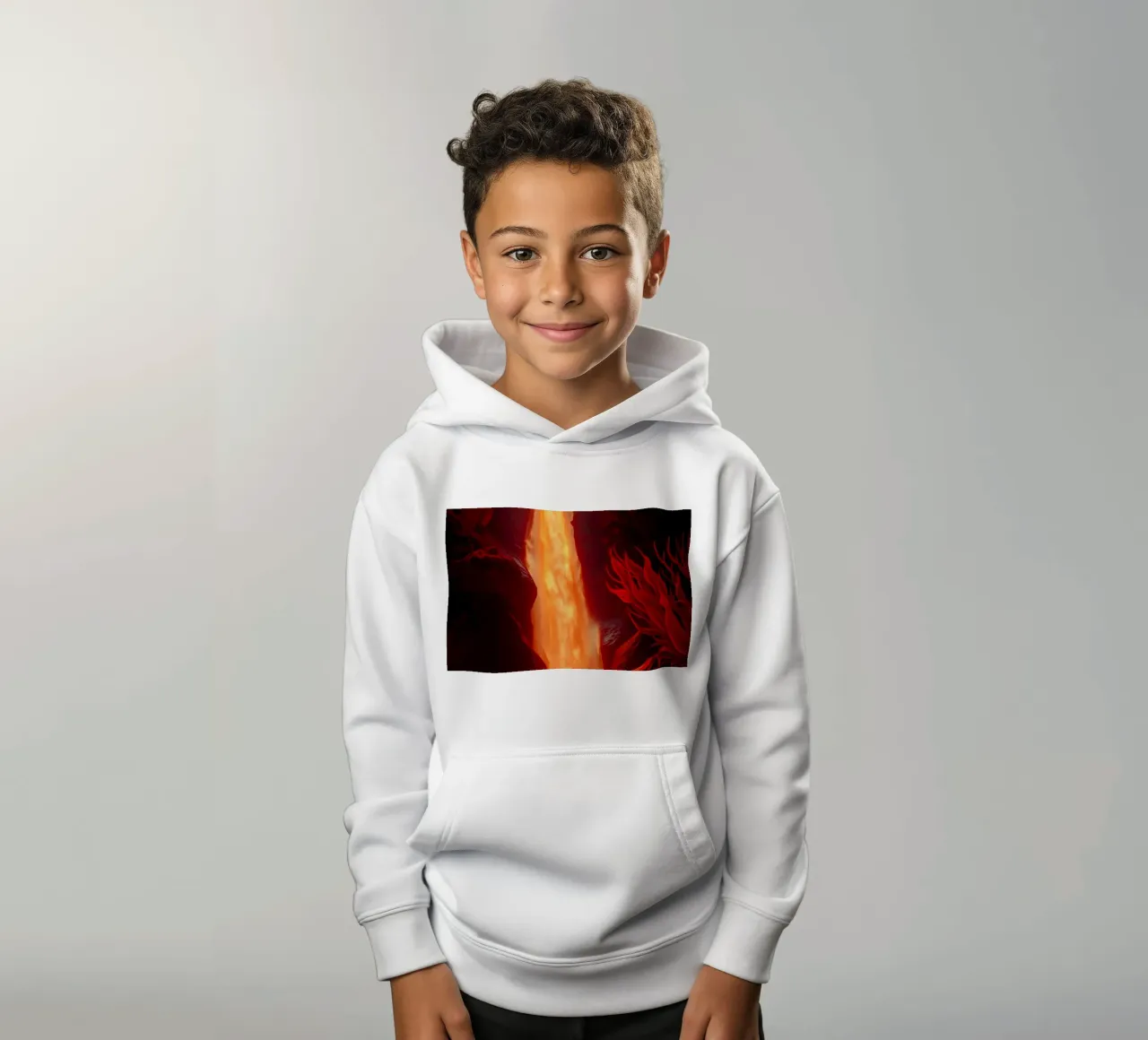 Betoverende lava waterval verlicht door maanlicht voor verdoving kinder hoodie van DesignDoodle